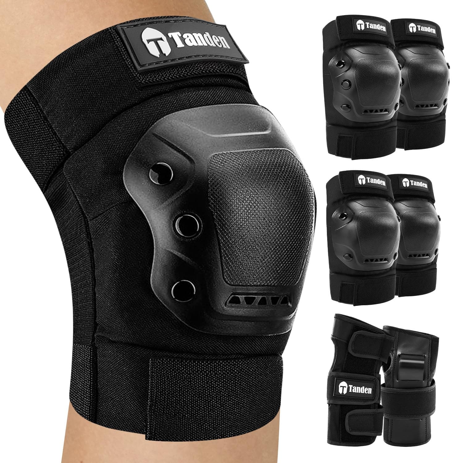 Skateboard Protective Gear Knee Pads and Elbow Pads Set, Elbow and Knee Pads for Roller Skating Wrist Guards Skateboarding Pads