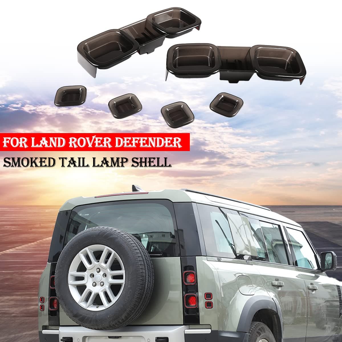ABS Car Rear Lamp Smoked Tinted Tail Light Cover Compatible with 2020 2021 2022 Land Rover Defender Accessories, Shade Brake Indicator Light Reversing Lamp Protection for LR Defender 110 Accessories