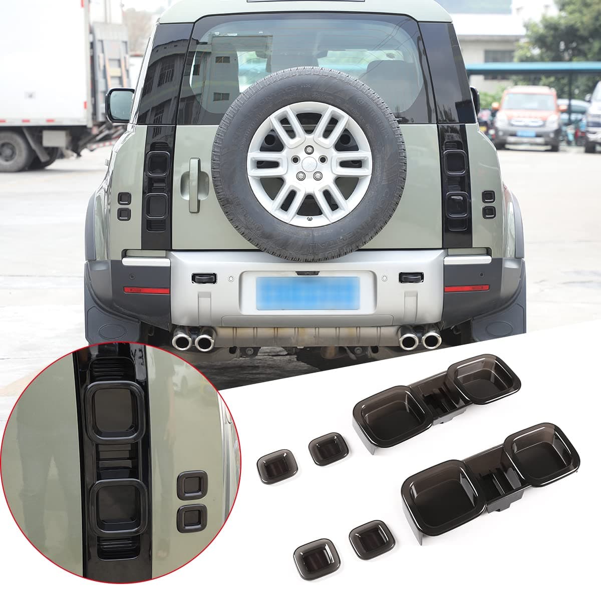 DIYUCAR ABS Smoked Tail Lights Set Assembly for LR Defender 90 110 2020-2022 Rear Light Cover Decorative Frame