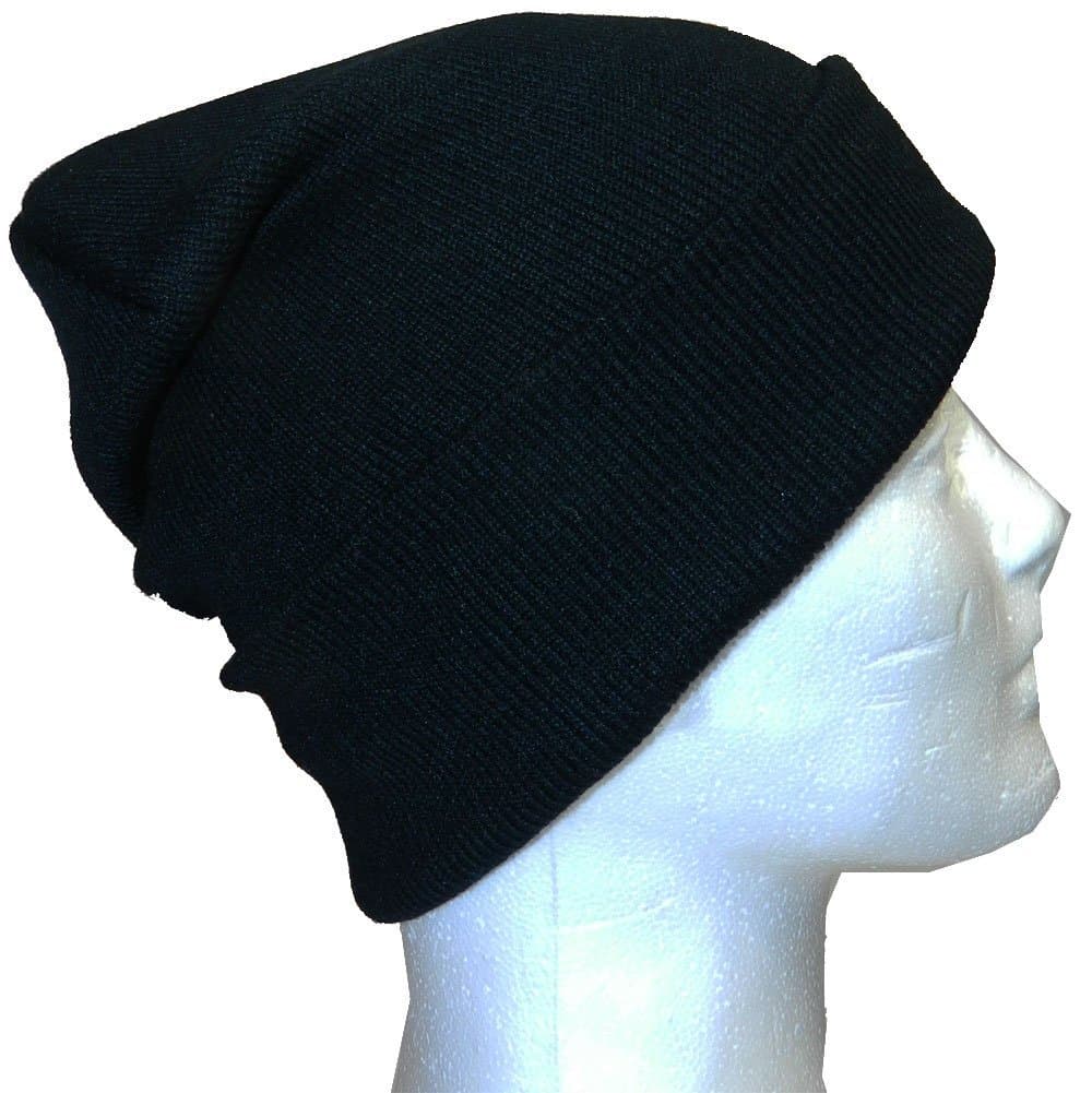 Slouchy Beanie Slouch Skull Hat Ski Hat Snowboard Hat Ribbed Beanie,One Size,Midnight Black