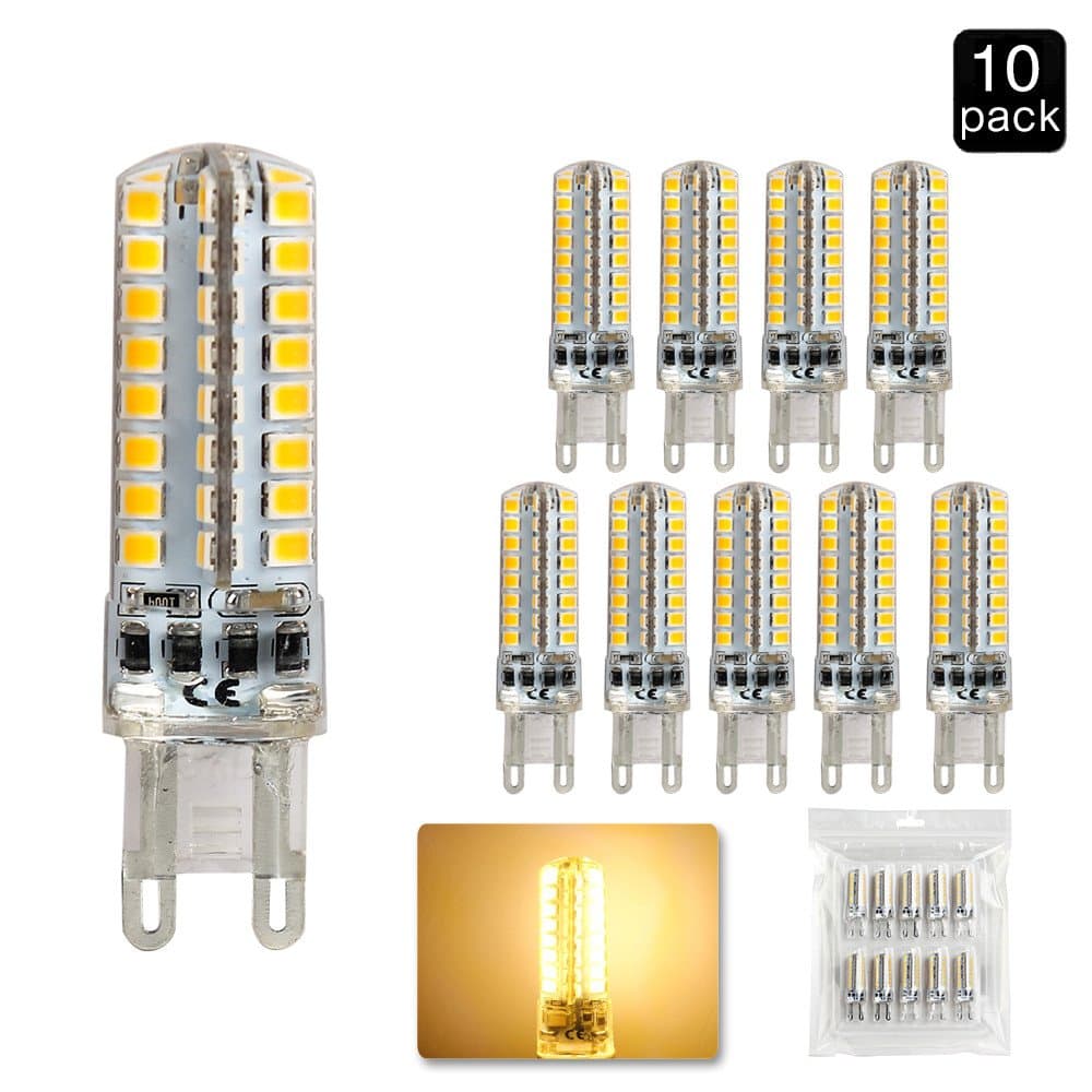Focusled® 10 Packs G9 LED Bulbs 64 SMD 2835 with new Technology bulbs 4.5W Super Bright Lamps 380-400LM AC 220-240V [Energy Class A+++]
