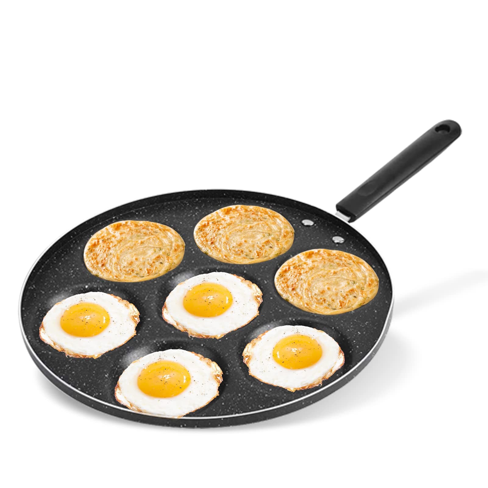 HERCHR Pancake pan, Pancake panpan, Pancake Pancake pan, Pancake Pancake pan, Egg pan 7 Holes Non-Stick Omelette pan for Burgers, Eggs, Omelette
