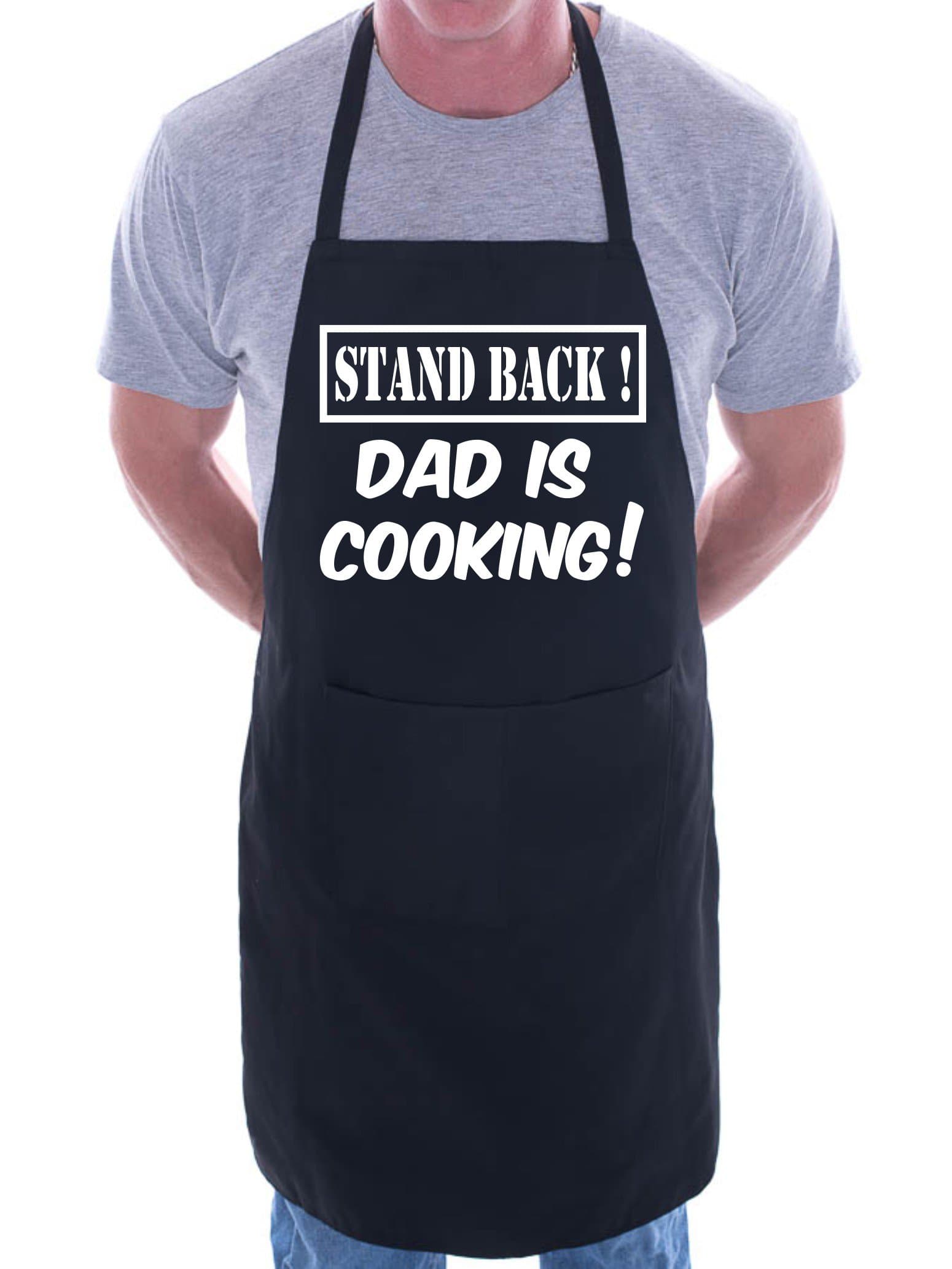 Print4UStand Back Dad Is Cooking BBQ Cooking Novelty Apron