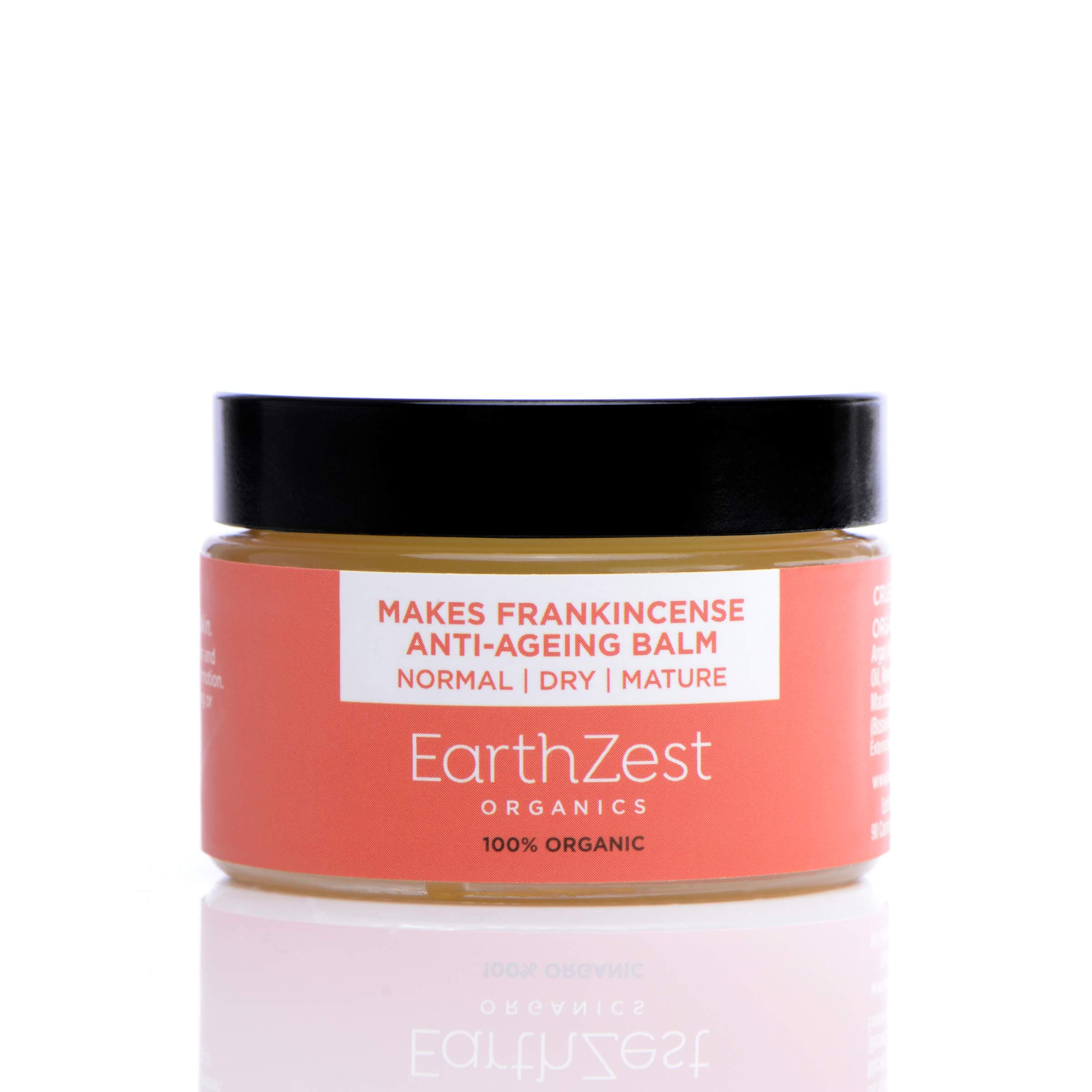 Anti-ageing Frankincense Night & Day Cream for Normal Dry Dull Mature Skin by EarthZest Organics. 100% Organic, Natural & Certified Vegan. NO synthetics or water, highly concentrated and long-lasting