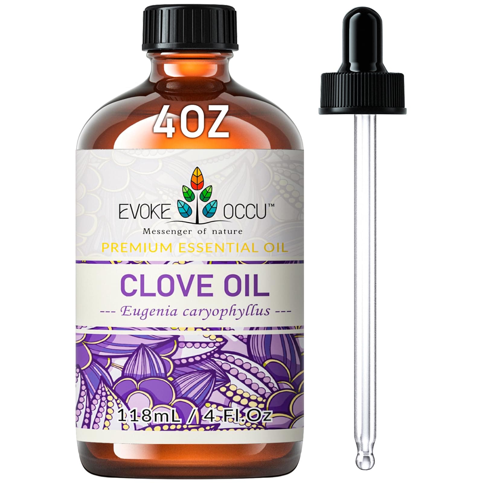 EVOKE OCCU Clove Oil for Toothache Pain Relief, 100% Pure for Teeth and Gums Care, Aromatherapy, Skin -118ML