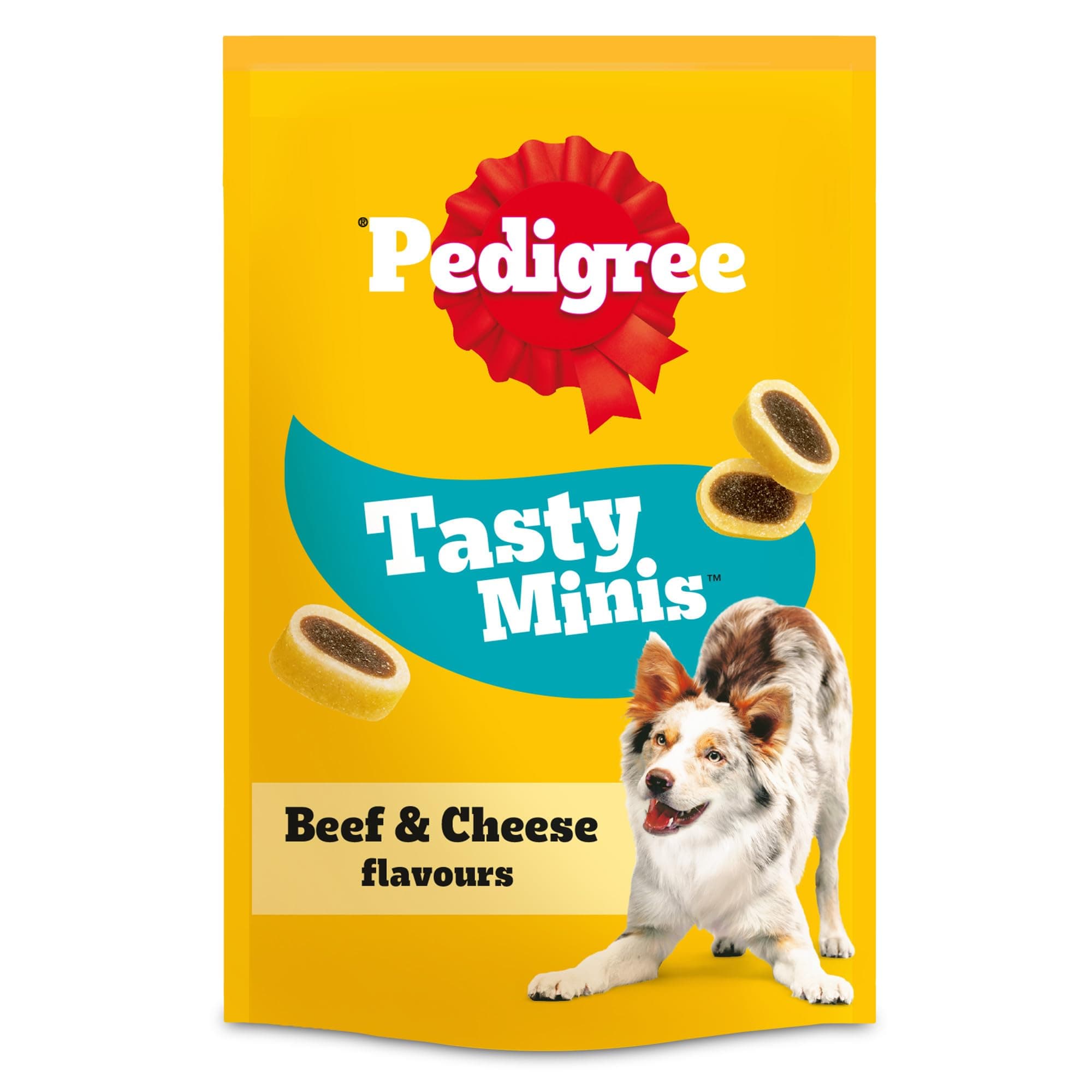 TASTY MINIS Adult Dog Treats Cheese & Beef Nibbles 140g - Pack of 8, Packaging May Vary