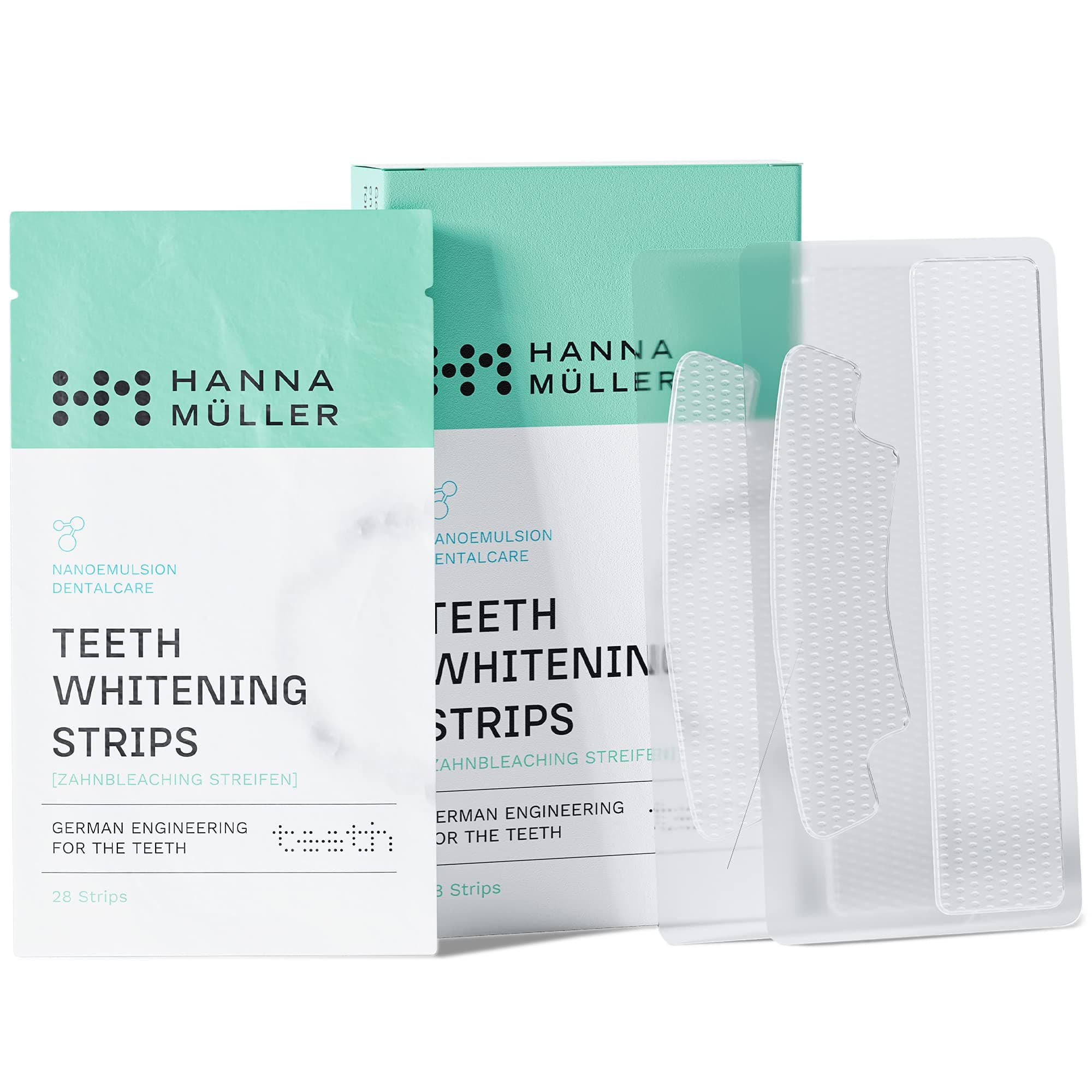 Hanna Müller Teeth Whitening Strips 𝗘𝗡𝗔𝗠𝗘𝗟-𝗦𝗔𝗙𝗘 Teeth Whitening Strips - 4X Whiter with Patented MENTH-HA Formulation