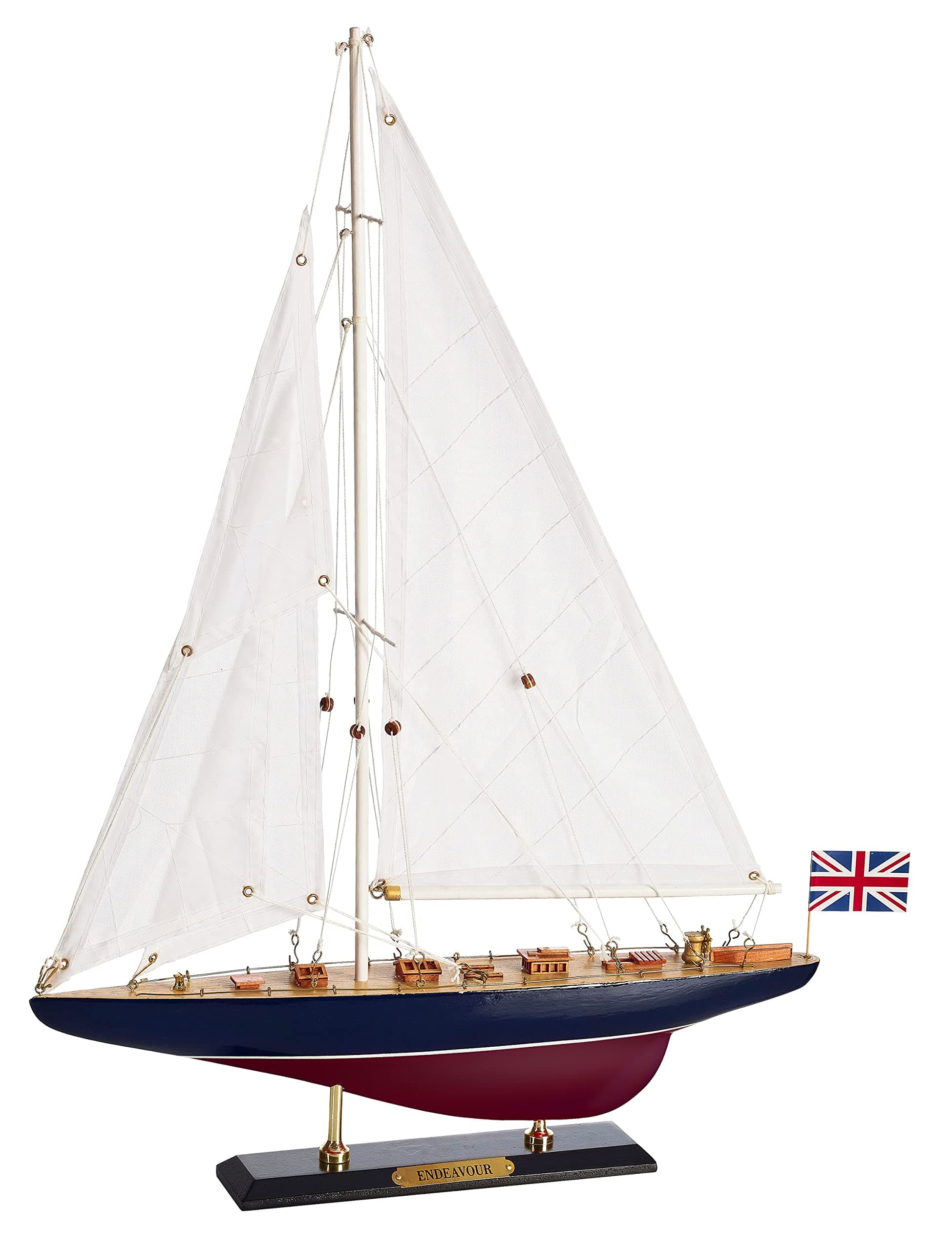 SAILINGSTORY Wooden Sailboat Model Ship Sailing Boat Yacht Decor Endeavour 1/100 Scale 1934 America's Cup Replica