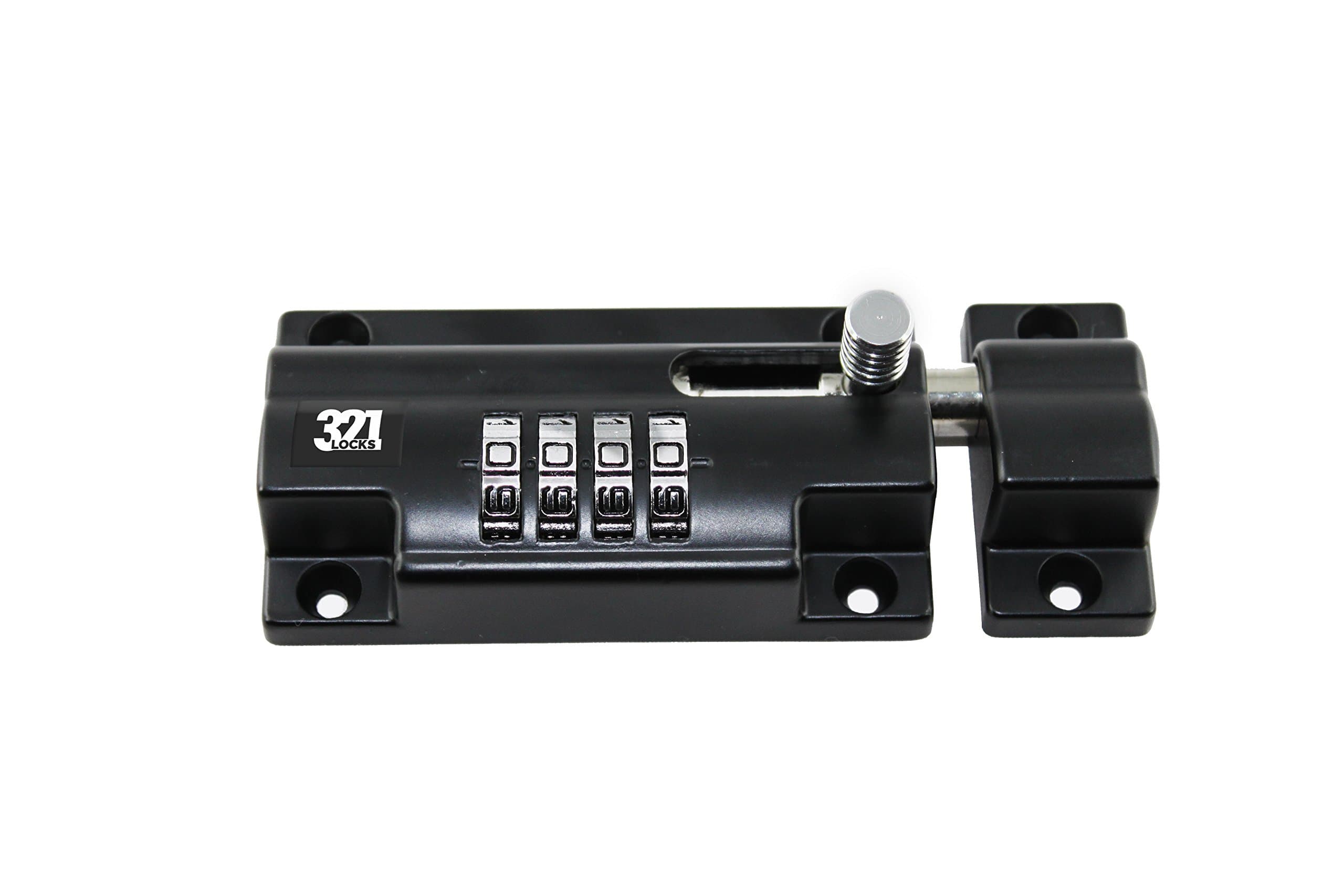 Sliding Bolt Lock Combination - 4 Digit Pin Code Dial and Black Finish - Set Your Own Code and Change Anytime. Bolt Lock Latch for Shed, Gate, Storage or Front Door.
