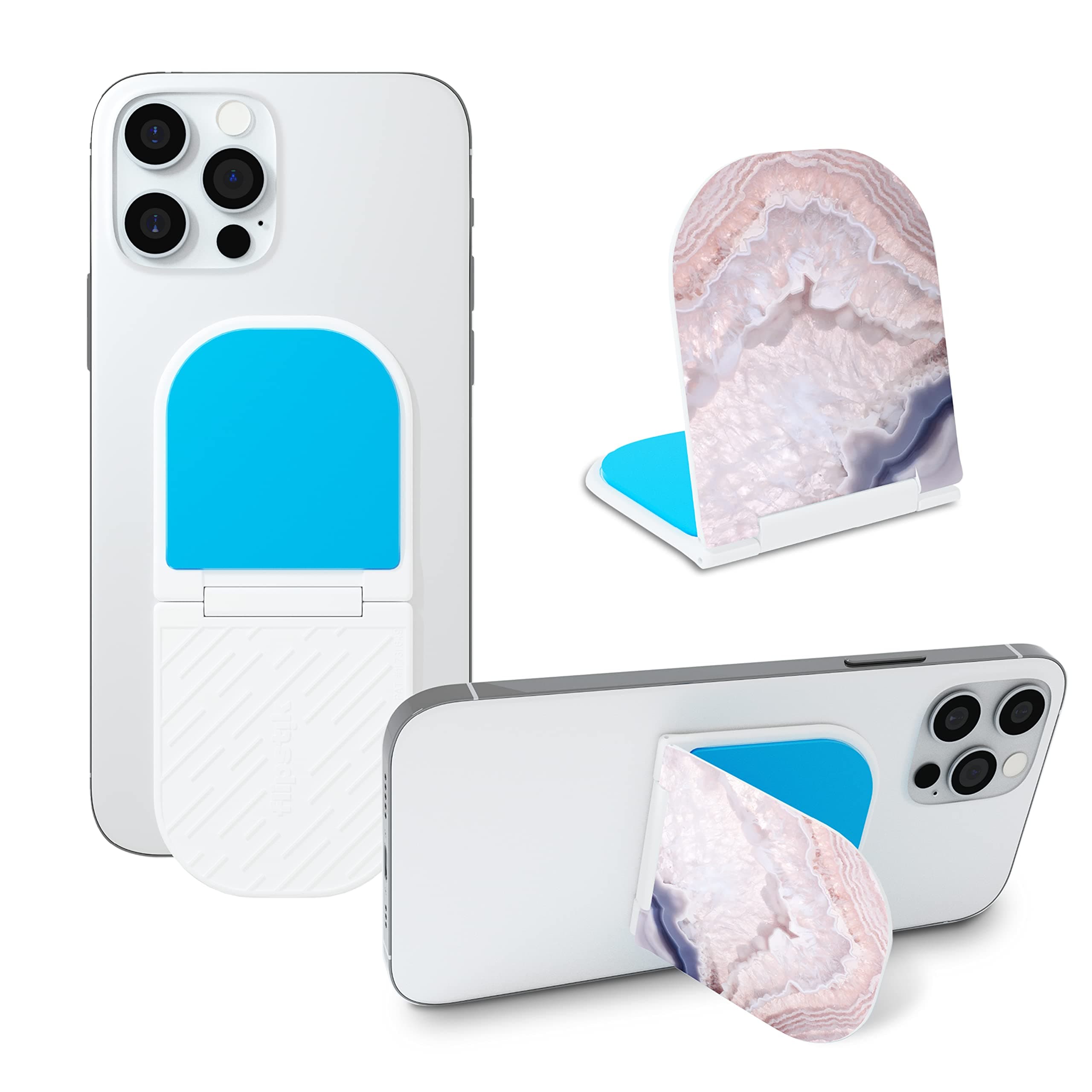 Flipstik 3.0 Foldable Adhesive Phone Mount – Sticks to Any Flat Surface – Hands Free Selfies, Videos, Car Mount, Phone Stand, Travel Accessory – Sticky Phone Mount (Rose Quartz)