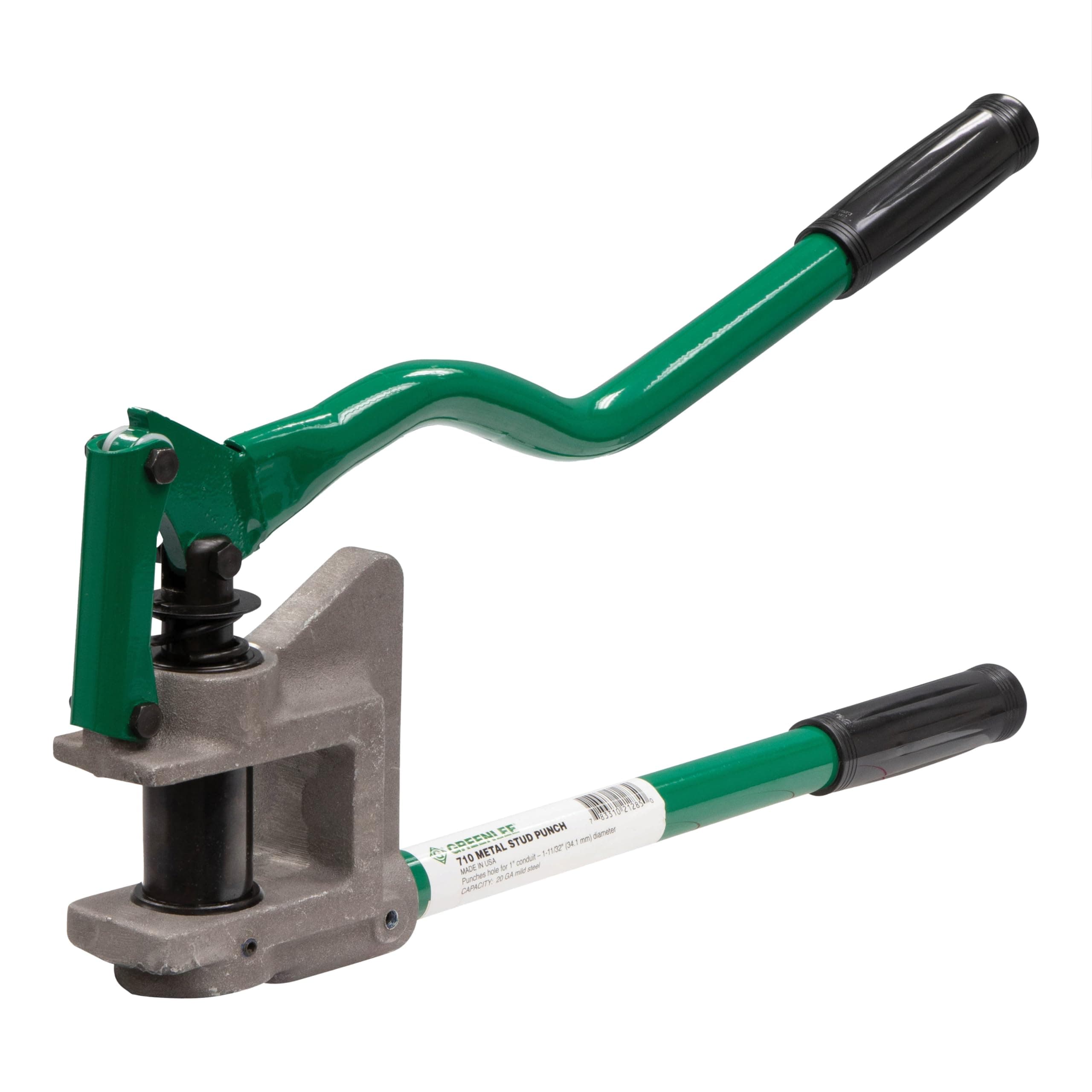 Greenlee 710 1-11/32" Manual Metal Stud Punch Tool with Aluminum Head and Contoured Handle, 1-11/32" Diameter Self-Stripping Stud Puncher