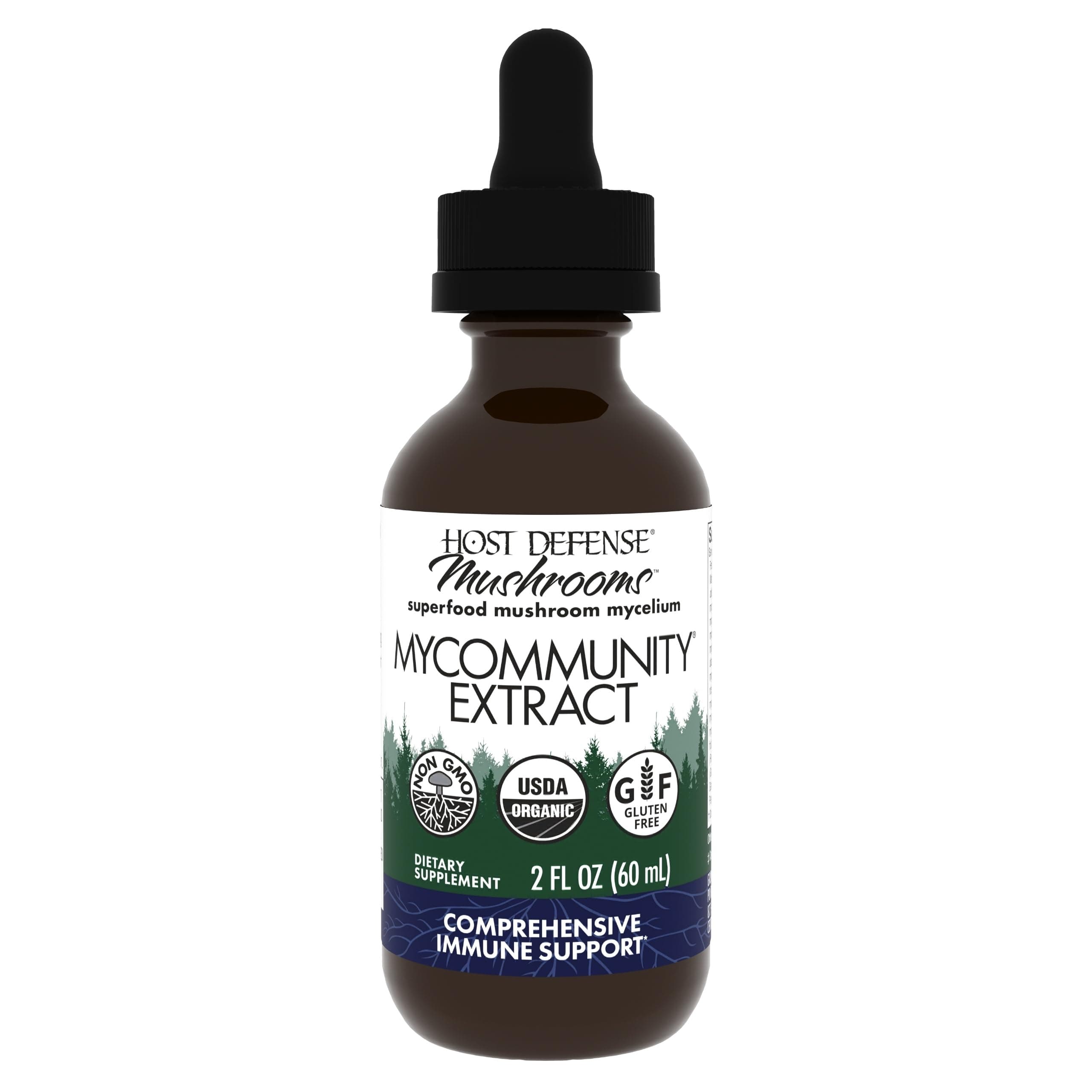 Host Defense MyCommunity Extract - 17 Species Blend Mushroom Supplement for Immune Support - Extract with Lion's Mane, Reishi, Chaga, Cordyceps, Turkey Tail & More - 2 fl oz (60 Servings)*