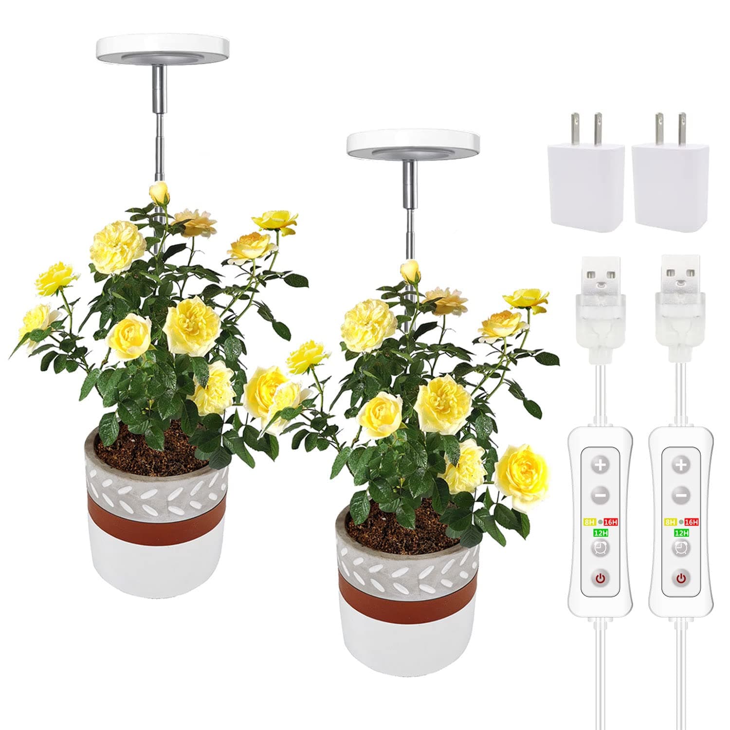 Yadoker LED Growing Light Full Spectrum for Indoor Plants, Adjustable Height, Automatic Timer, 5V Low Safe Voltage, Ideal for Small Plant Light