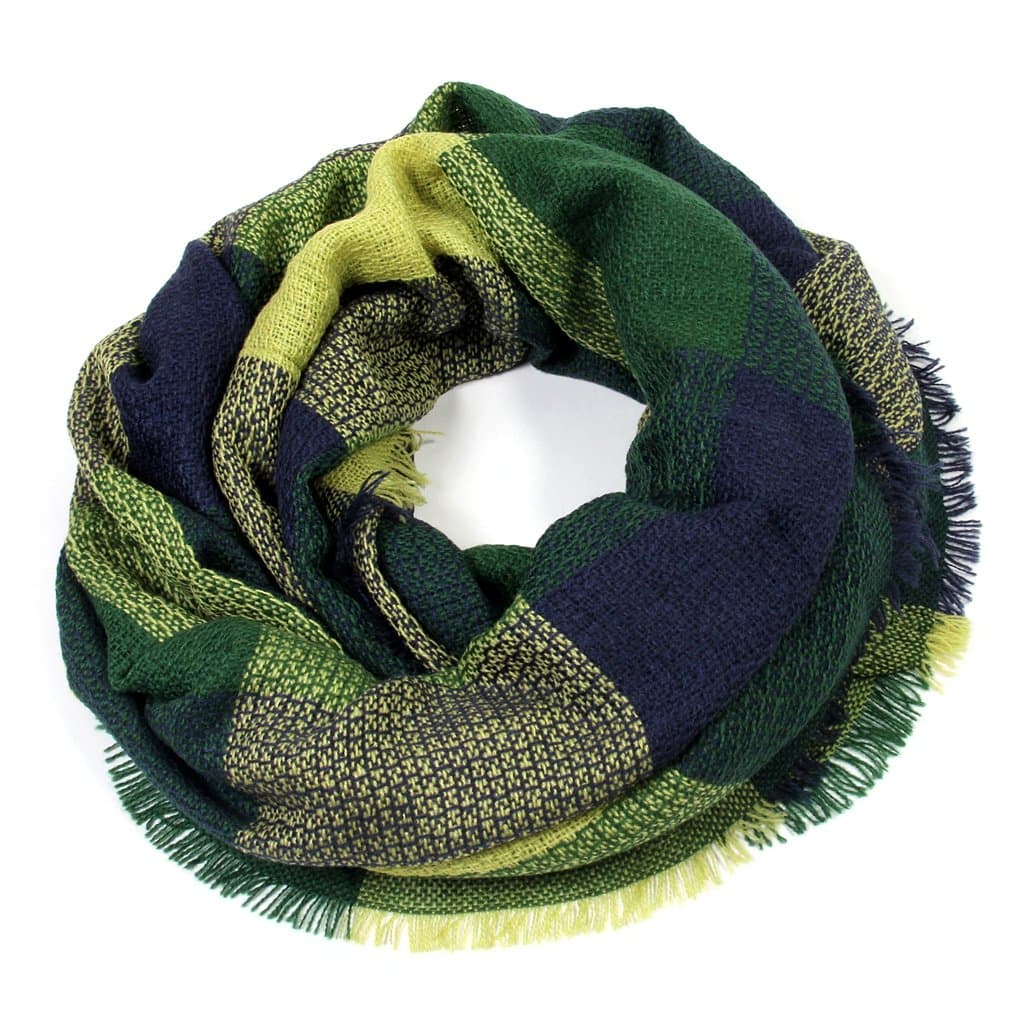 Scarfand's Plaid & Tartan Winter Infinity Scarf Wraps (Block Colors (Gn & Ye))