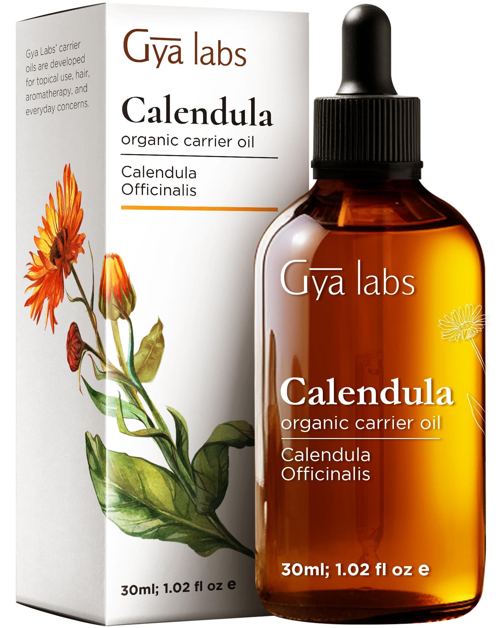 Gya Labs Calendula Oil Organic for Skin - 100% Natural Calendula Carrier Oil for Face - Organic Calendula Oils for Hair Growth, Body Lotions, Soaps & Moisturizer (30ml)