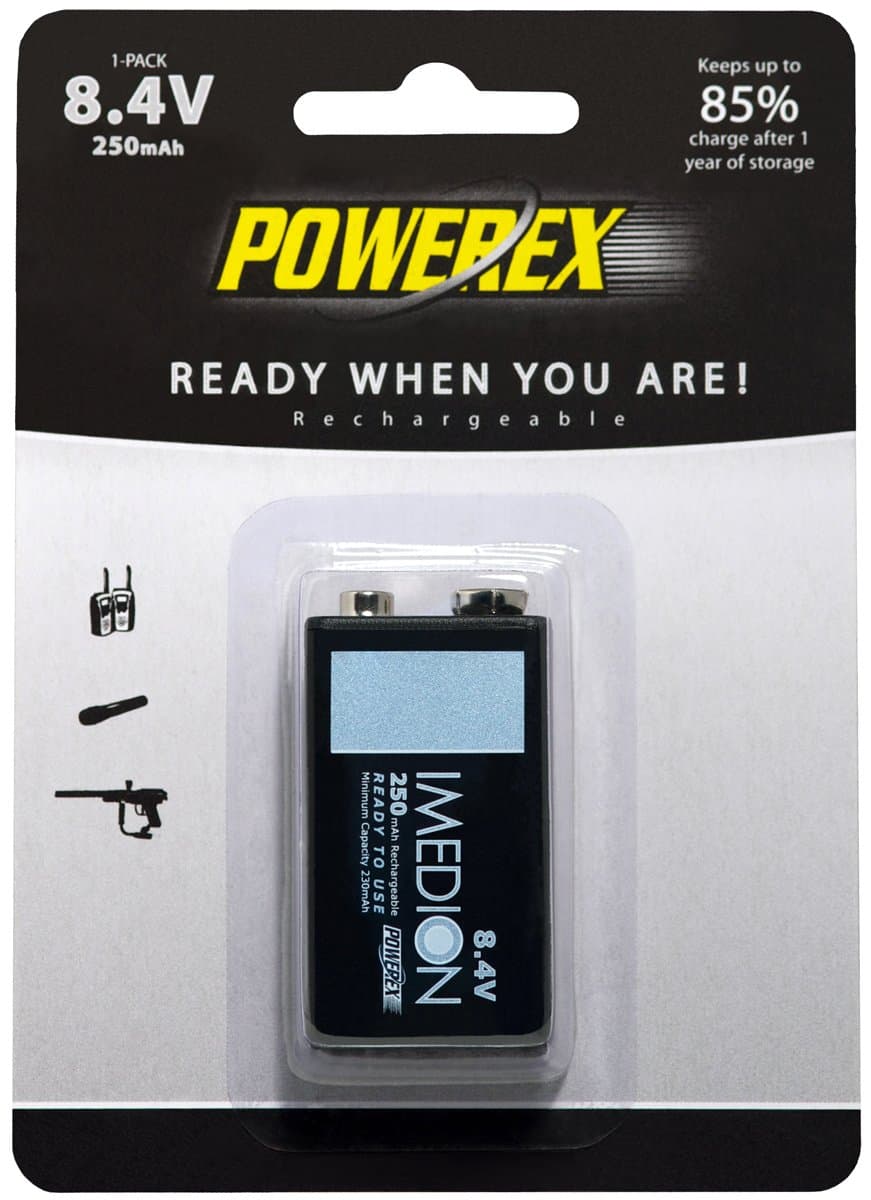 Powerex MHR84VI Imedion 8.4V 250mAh 1-Pack Rechargeable Battery