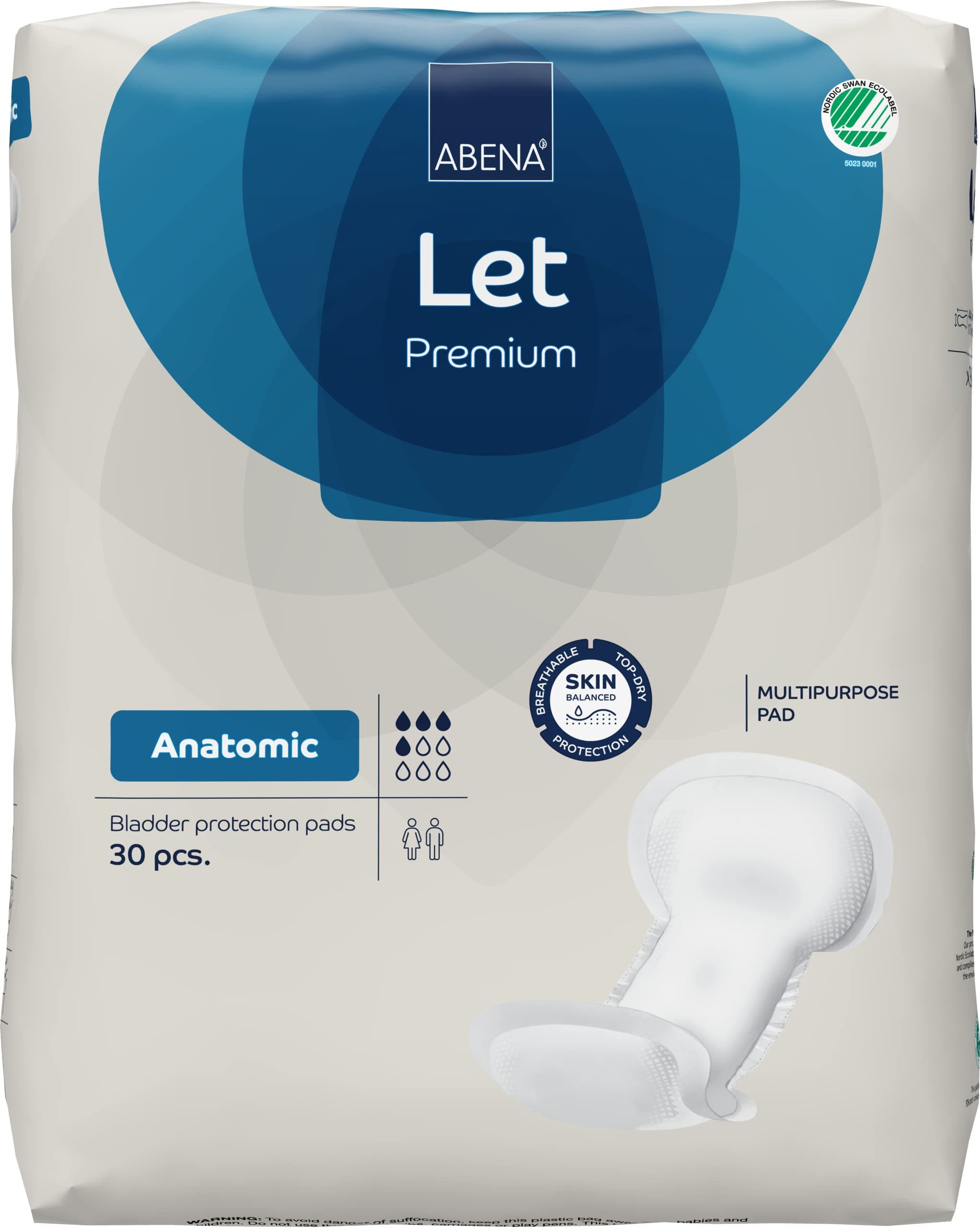 Abena Let Fluff Incontinence Barrier Pads, Anatomically-Shaped, 30 CountThe Nordic Swan EcolabelThe Nordic Swan Ecolabel