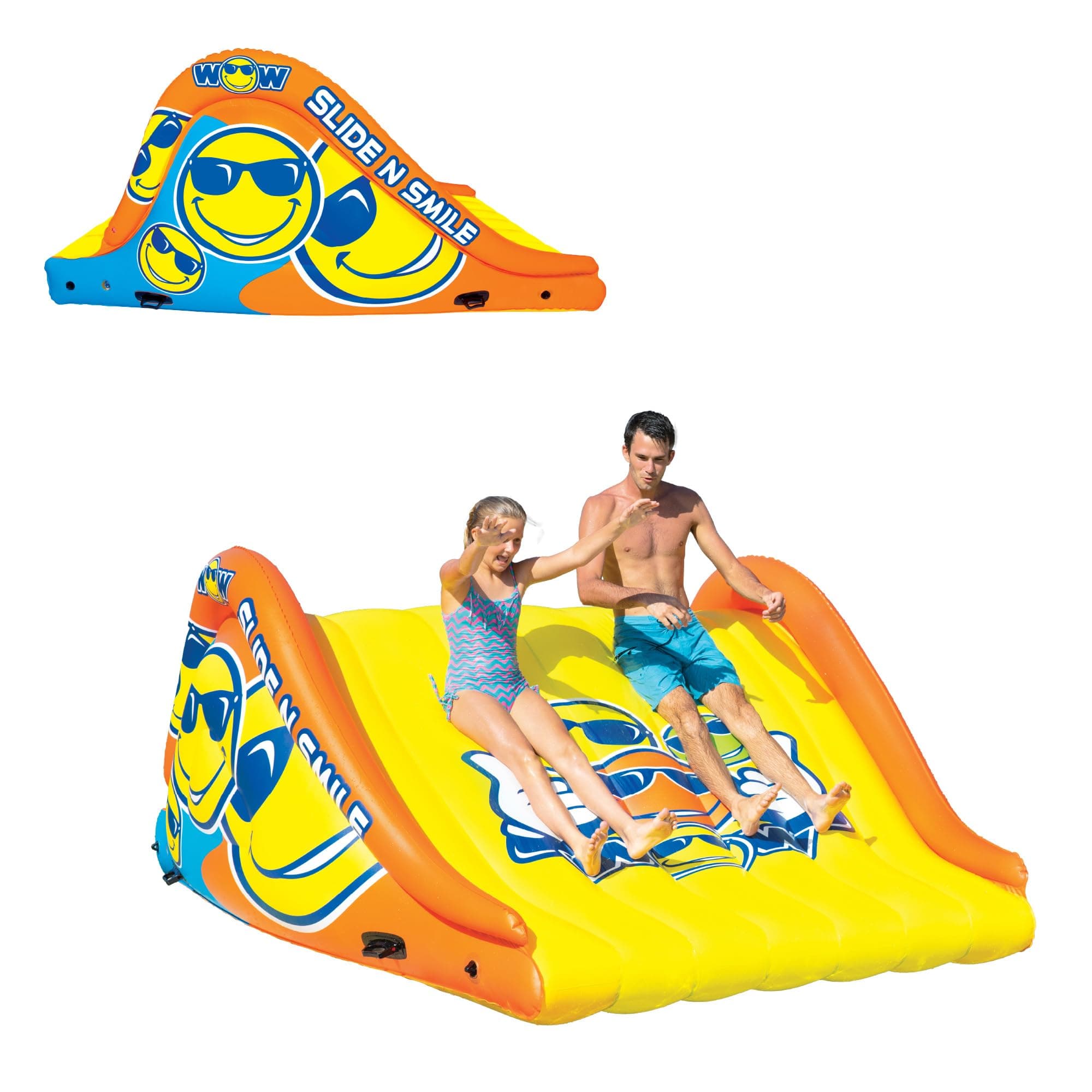 WOW Sports Slide N Smile Giant Floating Water Slide with 2 Lanes for Adults and Kids