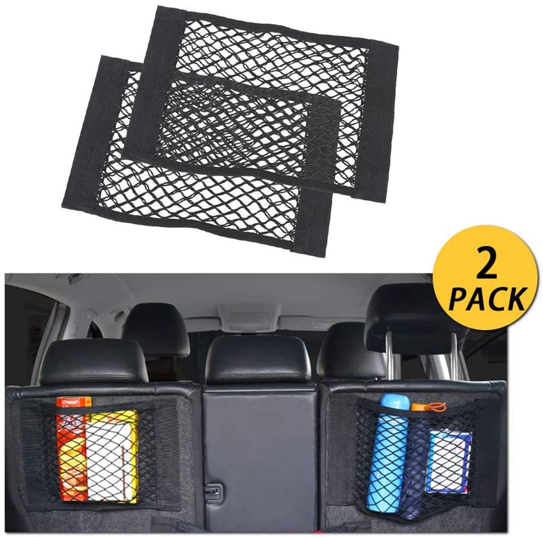 MAKINGTEC Storage Net for Bottles Groceries,Storage Organizers for Car Truck Trunk Multifunctional Mesh Car Boot Tidy Organiser Cargo Net Storage for Vehicle,Campervan,SUV (2 Pcak)
