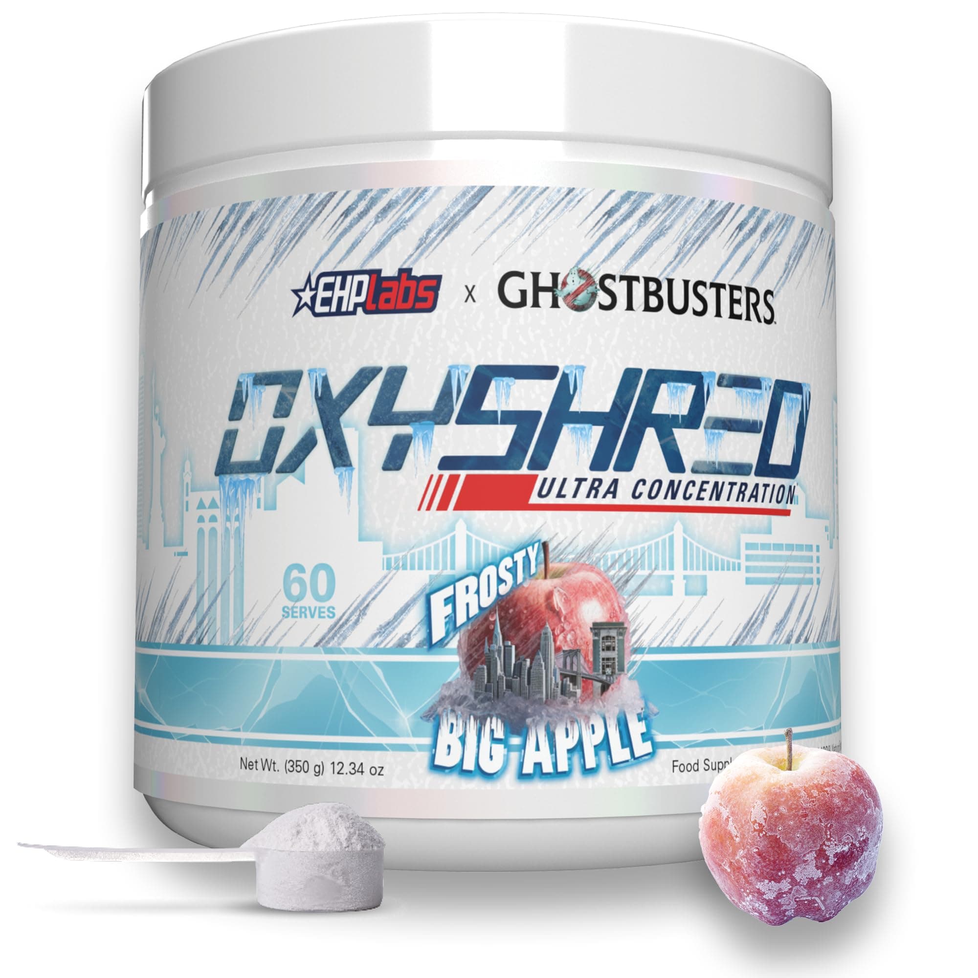 EHPlabs x Ghostbusters Frozen Empire: OxyShred Thermogenic Pre Workout Powder & Shredding Supplement. Clinically Proven with Acetyl L Carnitine, Energy Boost Drink - Frosty Big Apple, 60 Serve