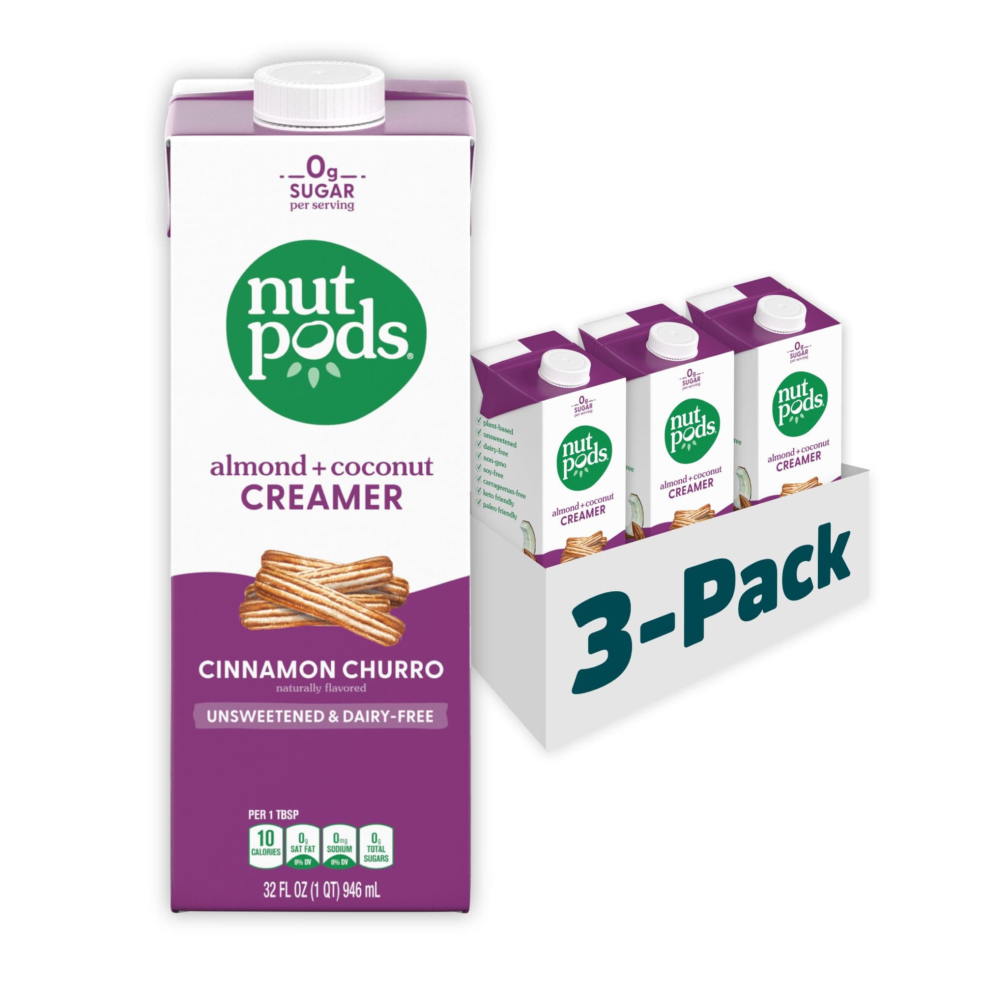 unsweetened Cinnamon Churro Dairy-Free Coffee Creamer - 32oz 3-Pack