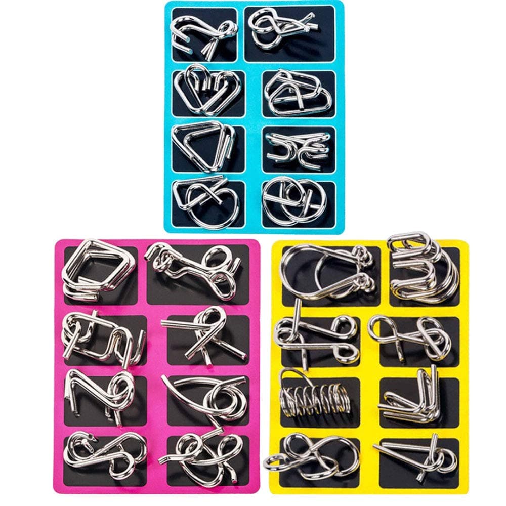 24Pcs Brain Puzzles Intelligence Buckle Lock Toy Brain Teasers Metal Puzzles