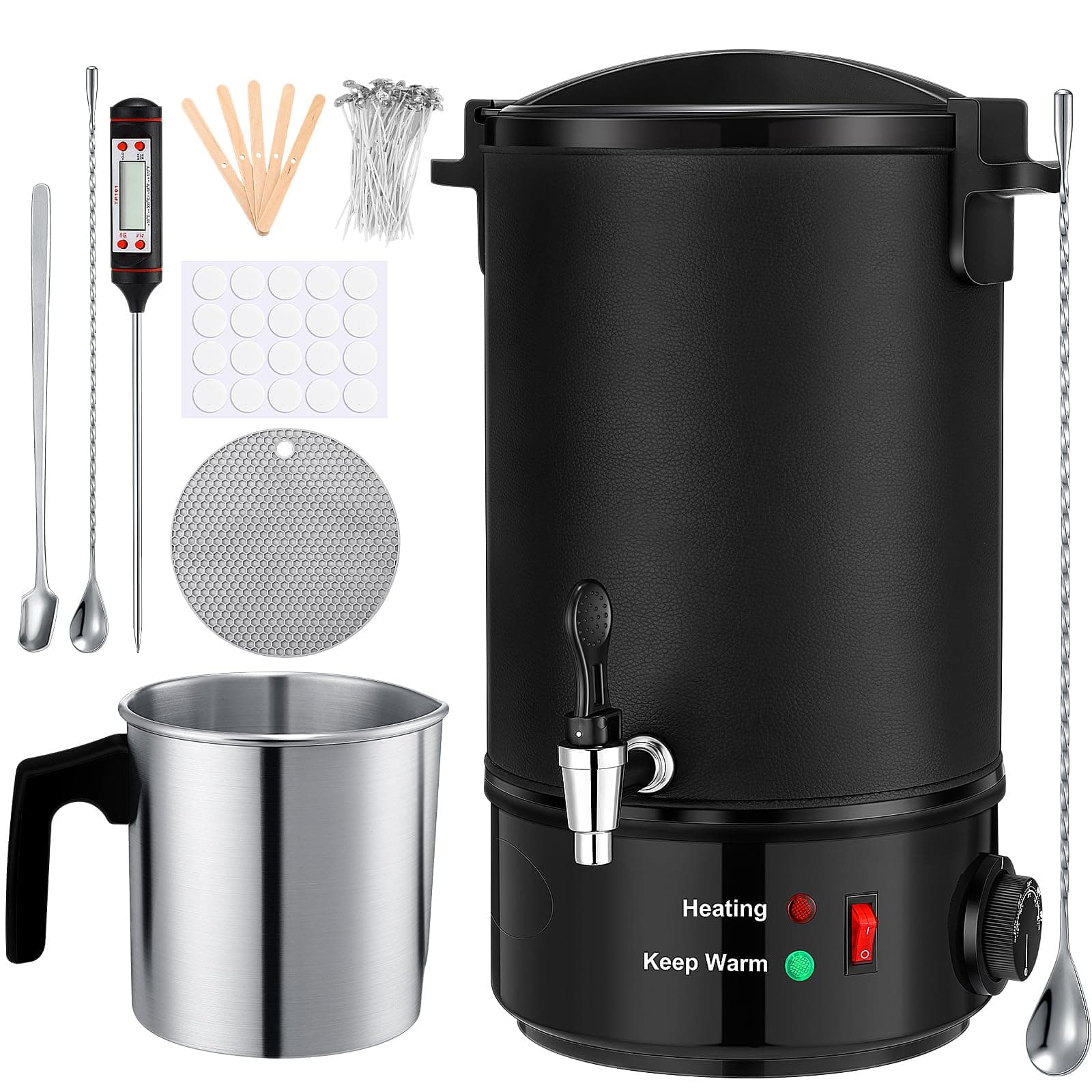 Tandefio Wax Melter for Candle Making, 10 Qt Large Electric Wax Melting Container, Beginner Candle Making Kit, Candle Pouring Pot, Easy to Clean, Adult Supervision Required
