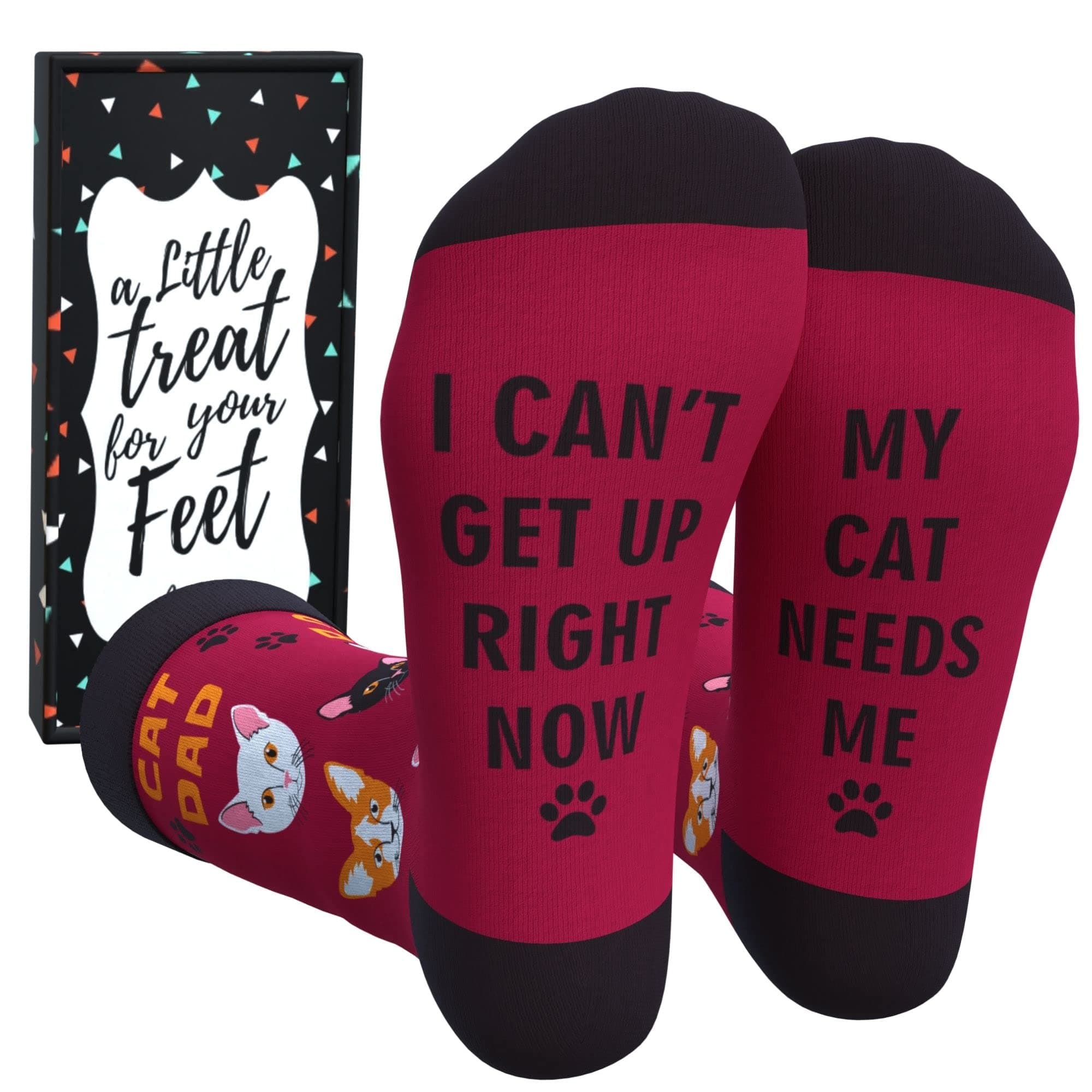 Men's Cat Dad Music Fishing Socks with Gift Box, One Size