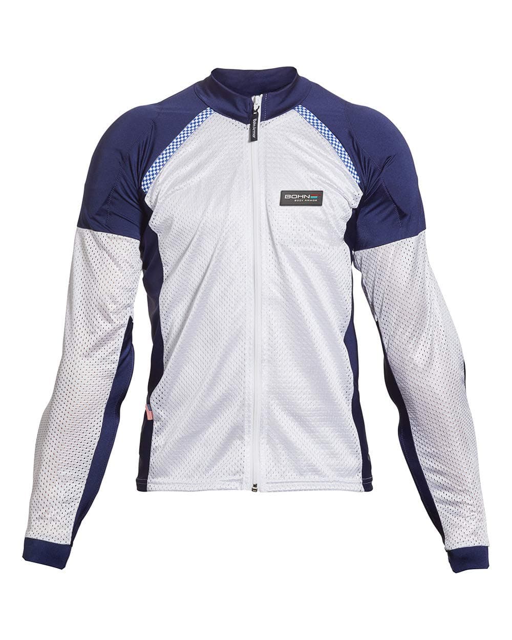 Bohn All-Season Airtex Armored Riding Shirt - Blue/White - Small