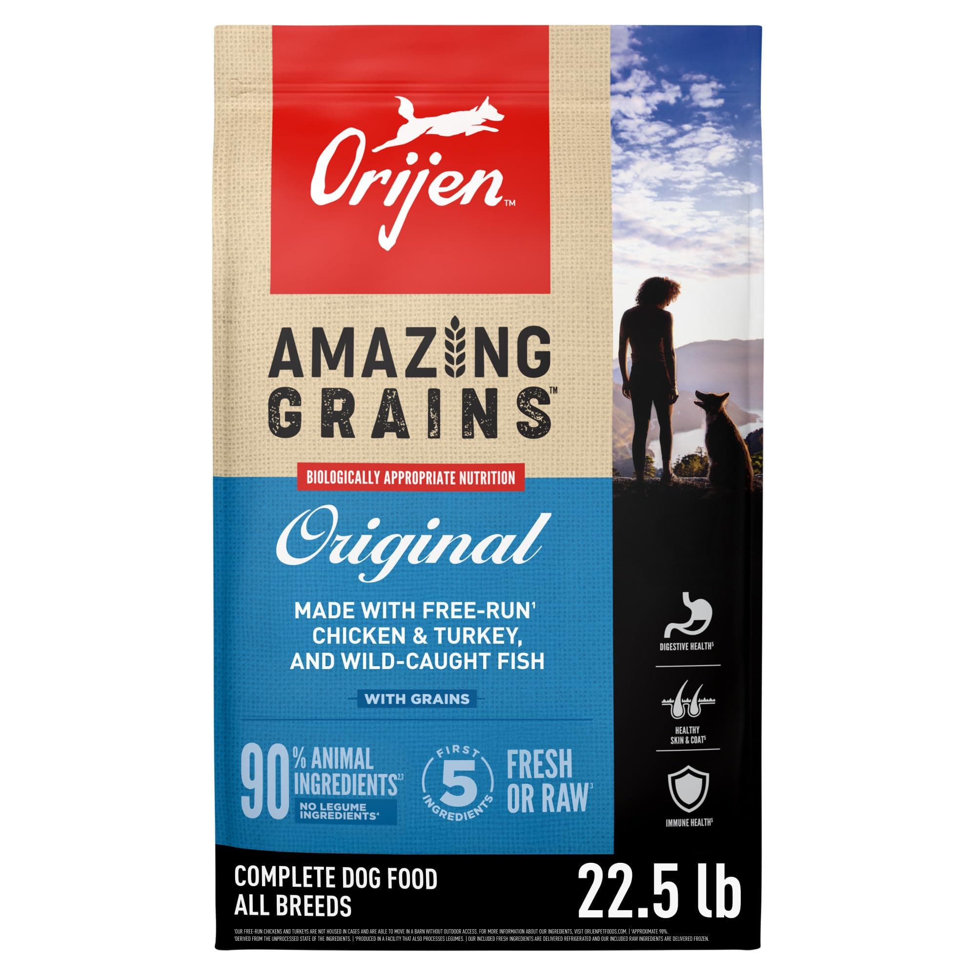ORIJEN Amazing Grains High Protein Dry Dog Food Original Recipe 22.5lb Bag
