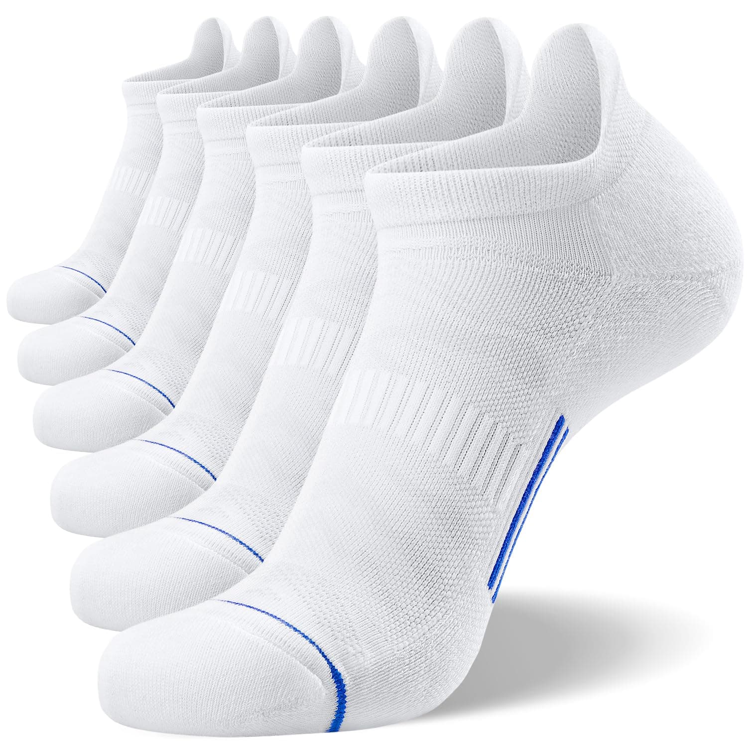 Men's 6 Pack Ankle Running Socks Low Cut Cushioned Athletic Sports Socks 7-9/9-12/12-15