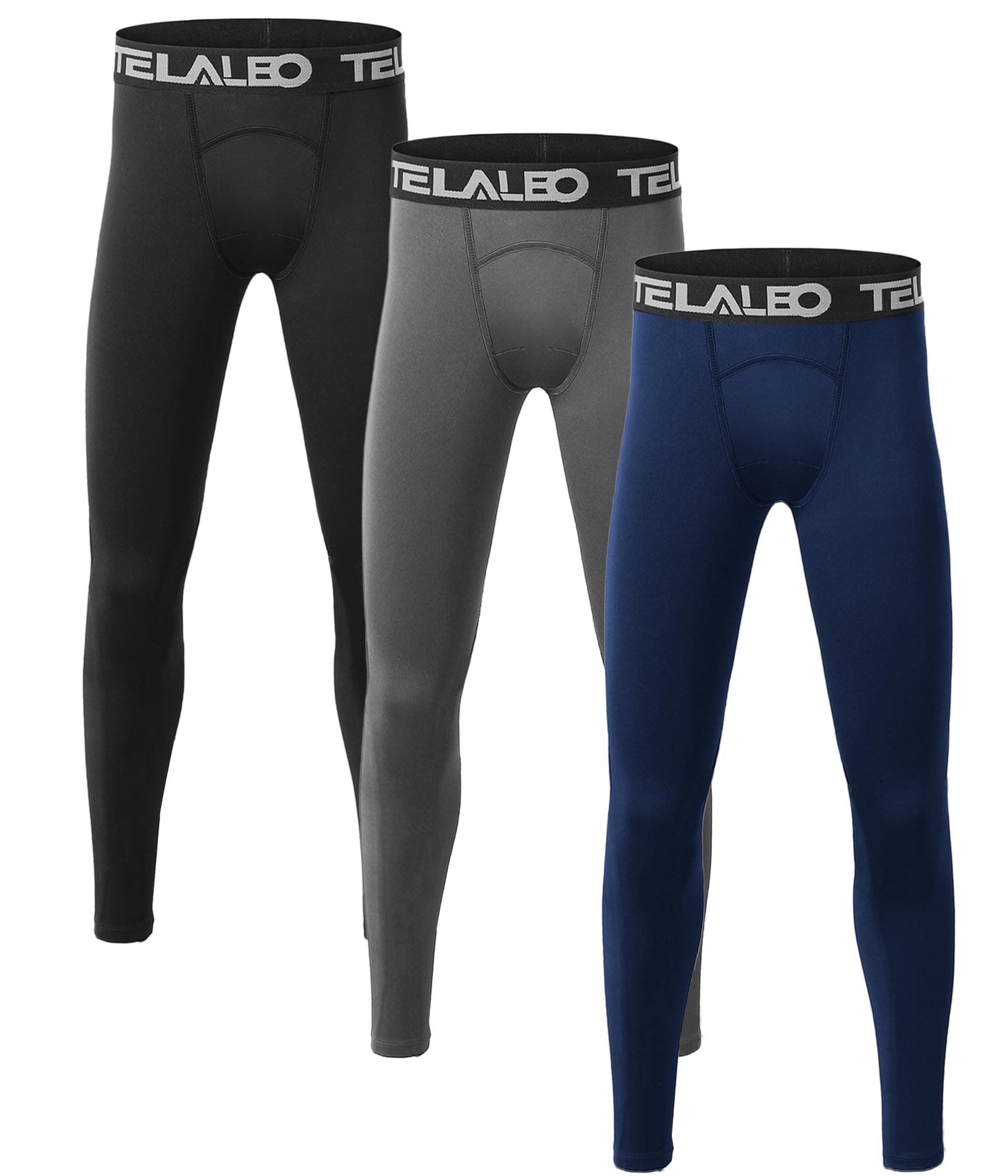 TELALEO1/2/3/4 Pack Boys' Youth Compression Leggings Pants Tights Athletic Base Layer for Running Hockey Basketball