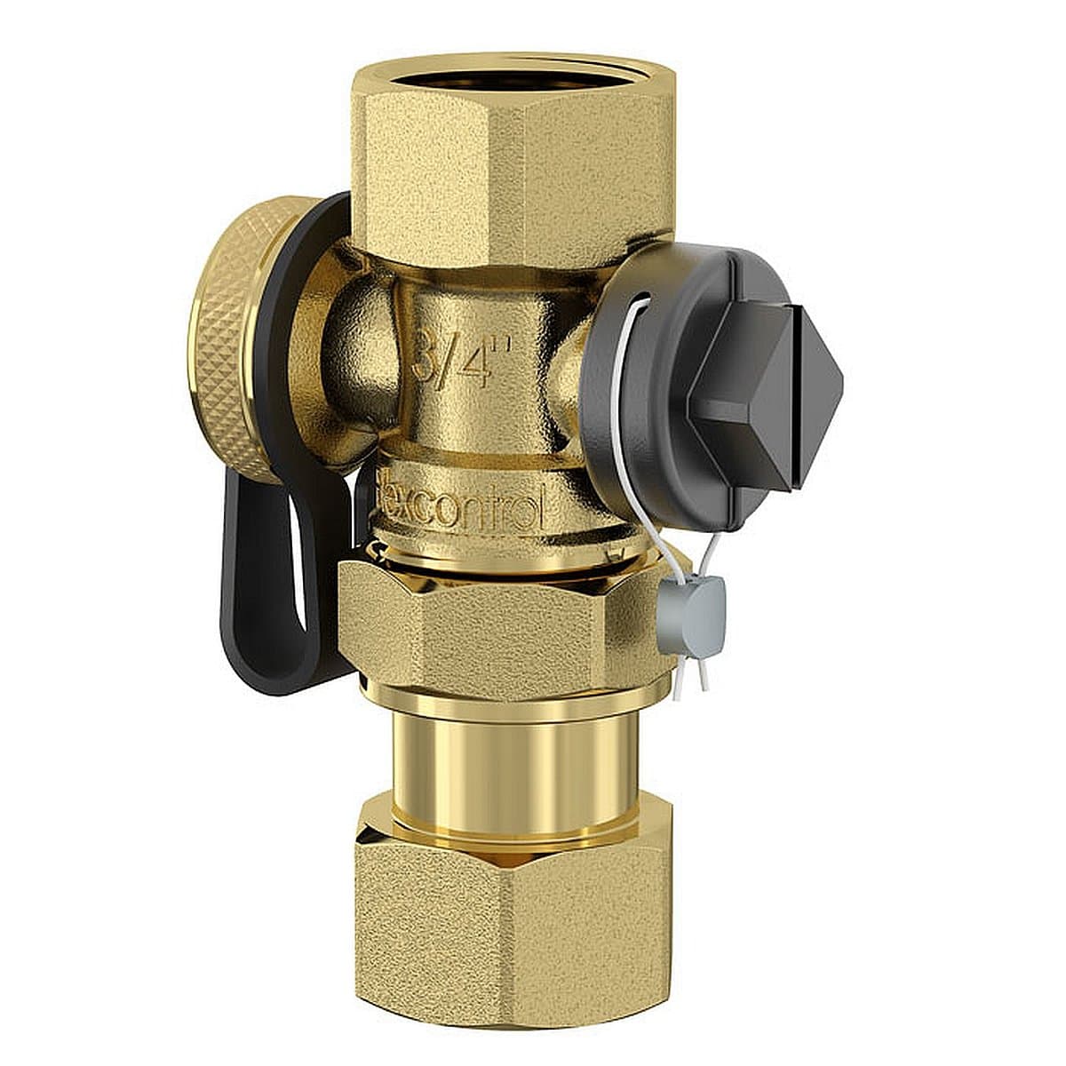 Flamco 28920 FlexControl 3/4" Expansion Tank Connection Group, Cap Valves with Secured Shut-Off and Hose Connection for Expansion Vessel