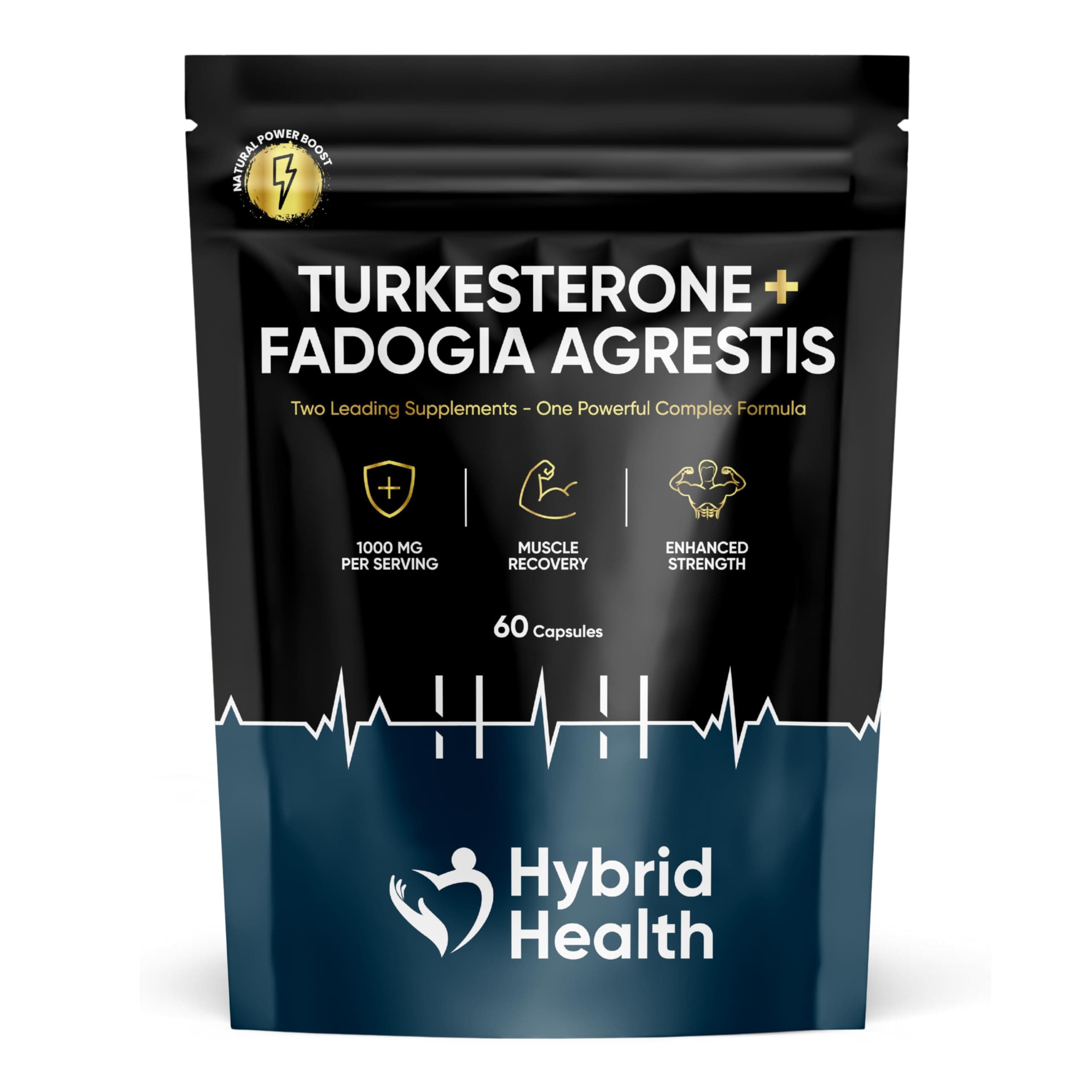 Turkesterone + Fadogia Agrestis | 1000 MG | Maximum Strength Supplement | Strength, Performance & Power | 100% Natural Non-GMO Vegan | 60 Capsules