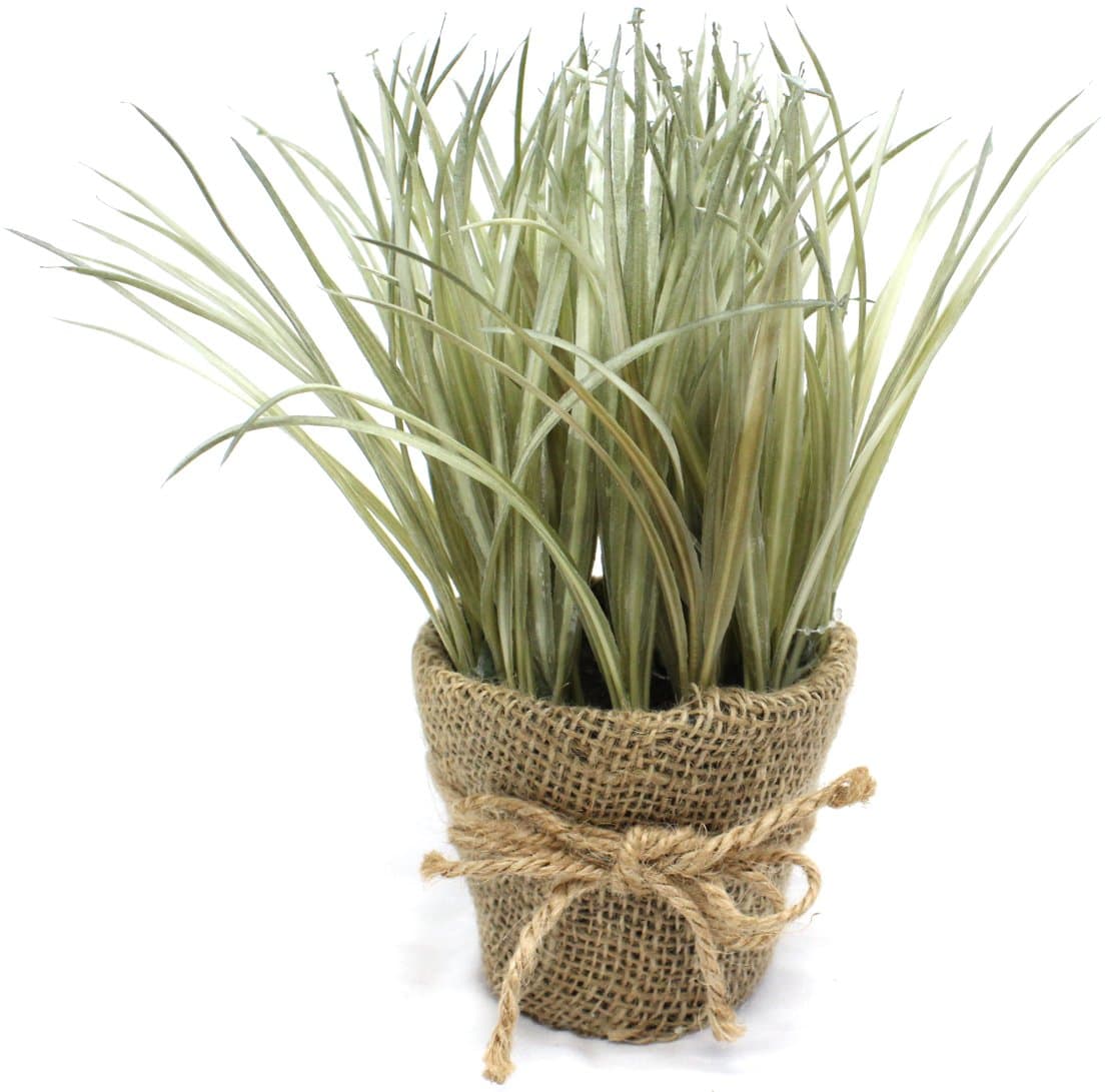 Artificial Plant Grass in Burlap Pot (Light Desert Green)
