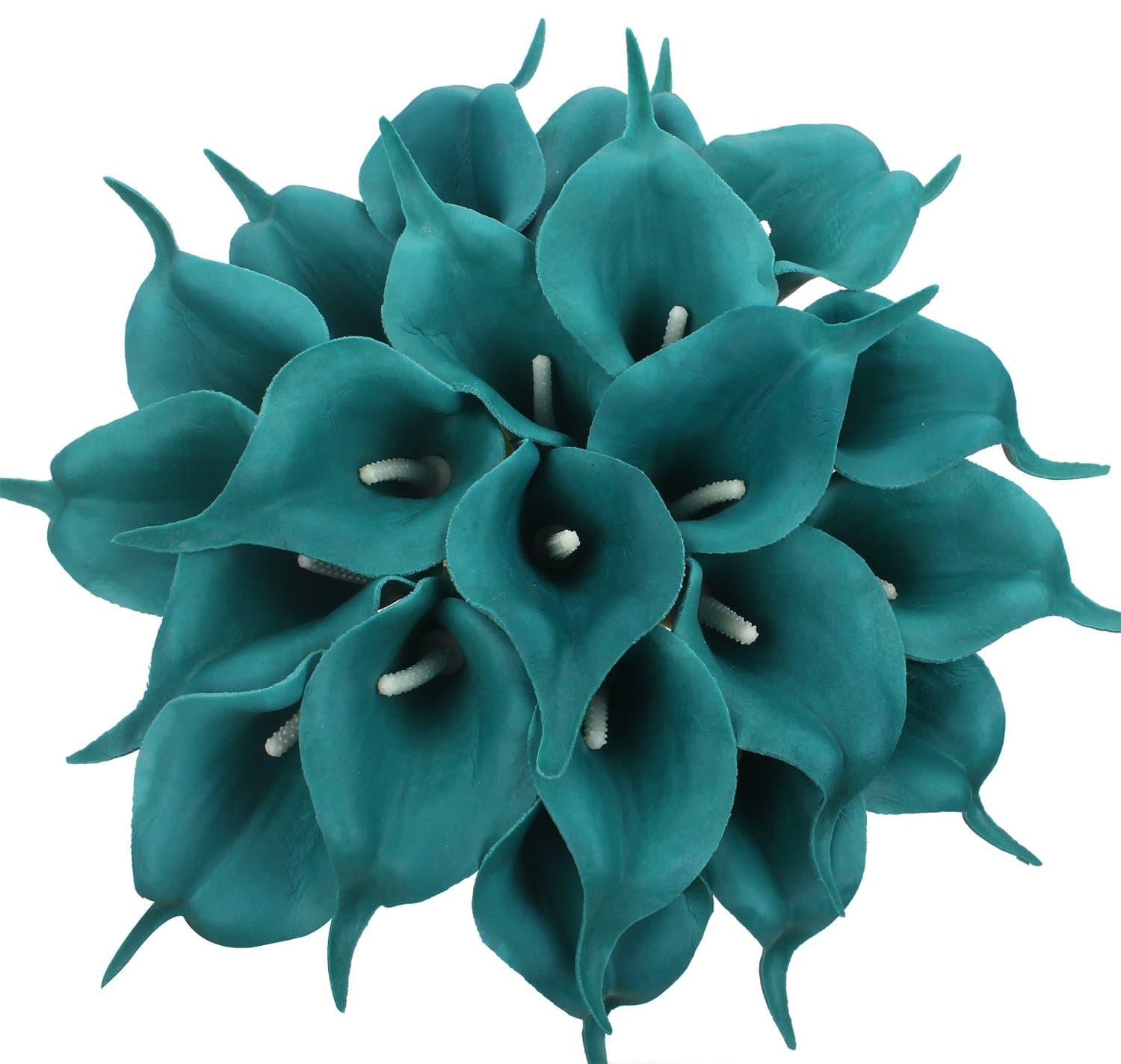 Duovlo 20pcs Calla Lily Bridal Wedding Bouquet Lataex Real Touch Artificial Flower Home Party Decor (Peacock Blue)