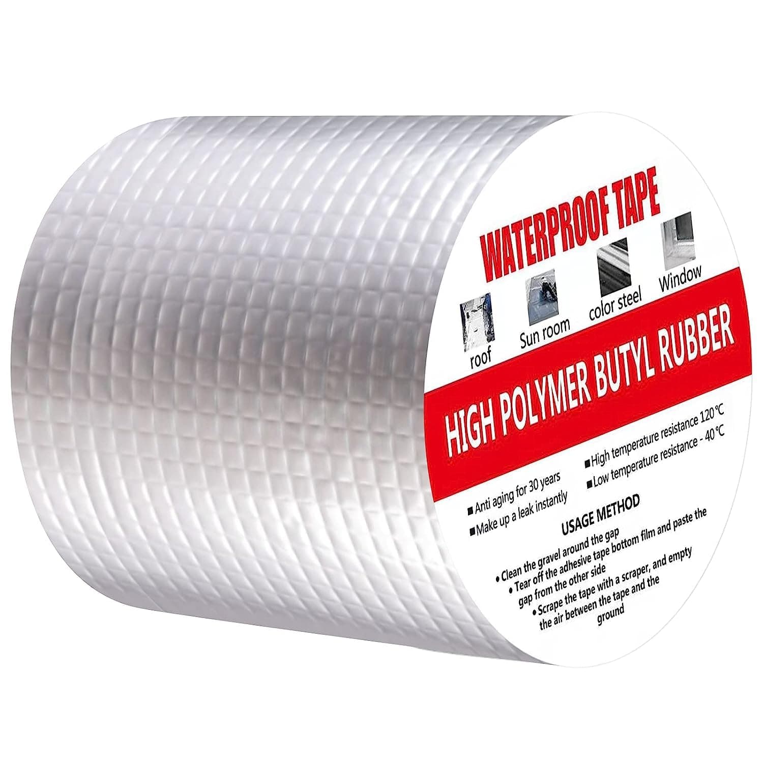 Super Strong Adhesive Waterproof Permanent Repair Aluminum Butyl Tape Rubber Foil Suitable for Roof Leak, surface Crack, Window Sill Gap, Boat Sealing, Home Renovation (10CM*5M (Pack Of 1))