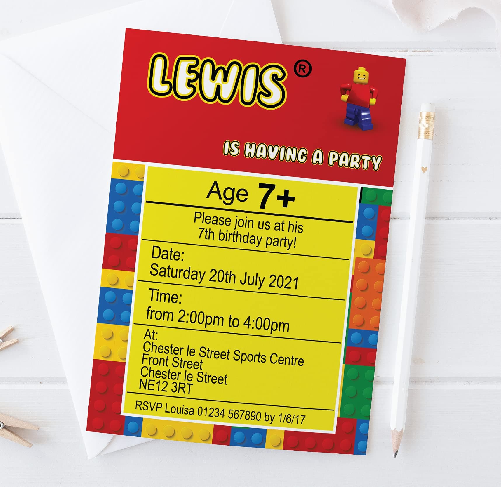 Personal Moments 10 PERSONALISED LEGO BIRTHDAY PARTY INVITES INVITATIONS FREE ENVELOPES 350GSM