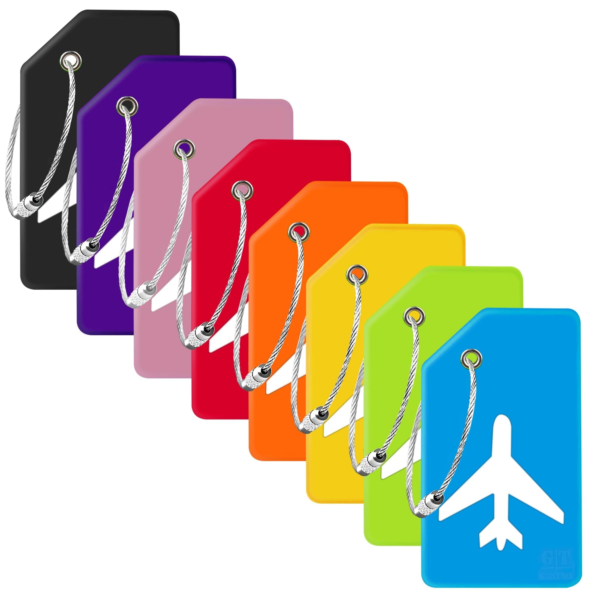 8 Pack Silicone Luggage Tags for Suitcases, TSA Approved, Privacy Protection Suitcase Bag Tag with Stainless Loop, Plane Travel Essentials by Gostwo, Mixed Color