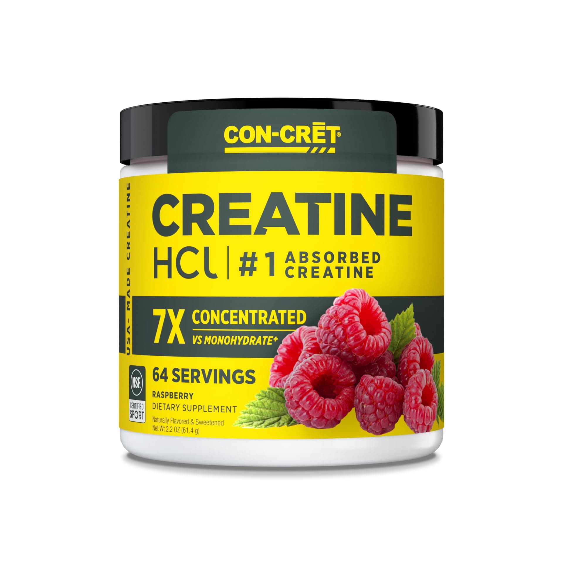 CON-CRET Promera Sports, The Original Patented Pure Creatine HCl for Boosting Performance, Endurance, and Strength, Raspberry, 64 Servings