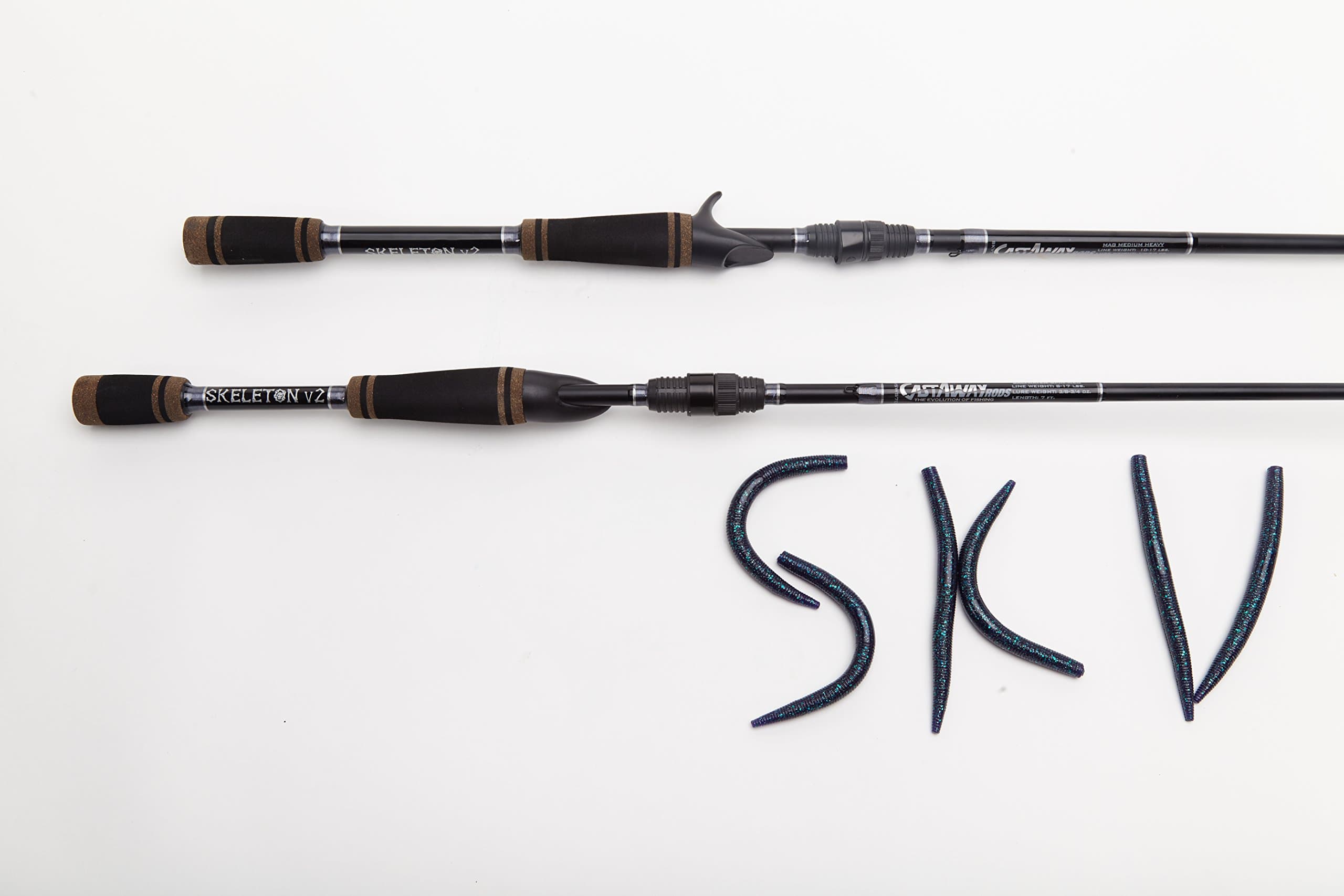 CastAway Skeleton V 6'8" Heavy Worm Jig Freshwater Casting Fishing Rod Pole F Action H Power