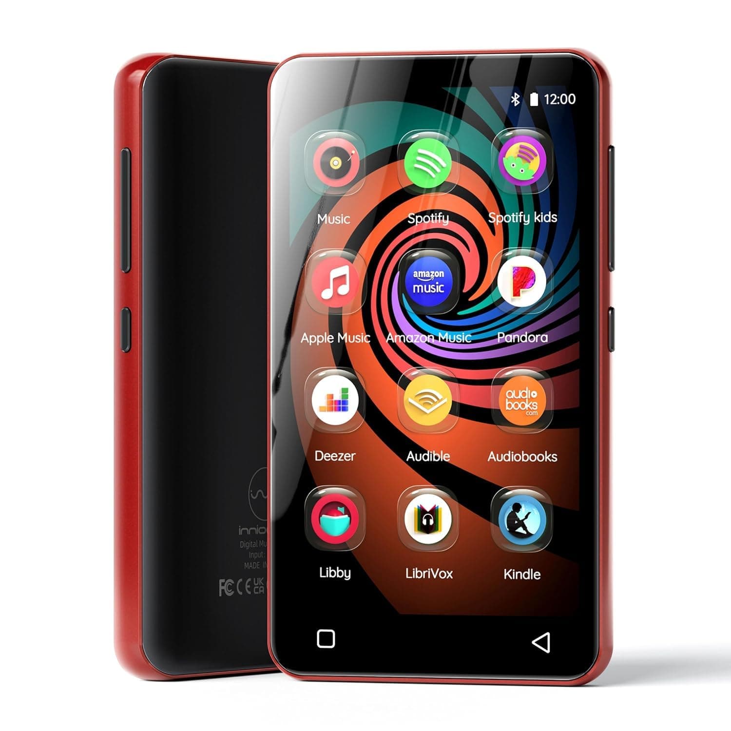 160GB MP3 Player with Bluetooth and WiFi, innioasis Music Player with Spotify,Pandora,Amazon Music,4" Touch Screen Android MP4 Digital Mp3 Player for Kids (Black+Red)