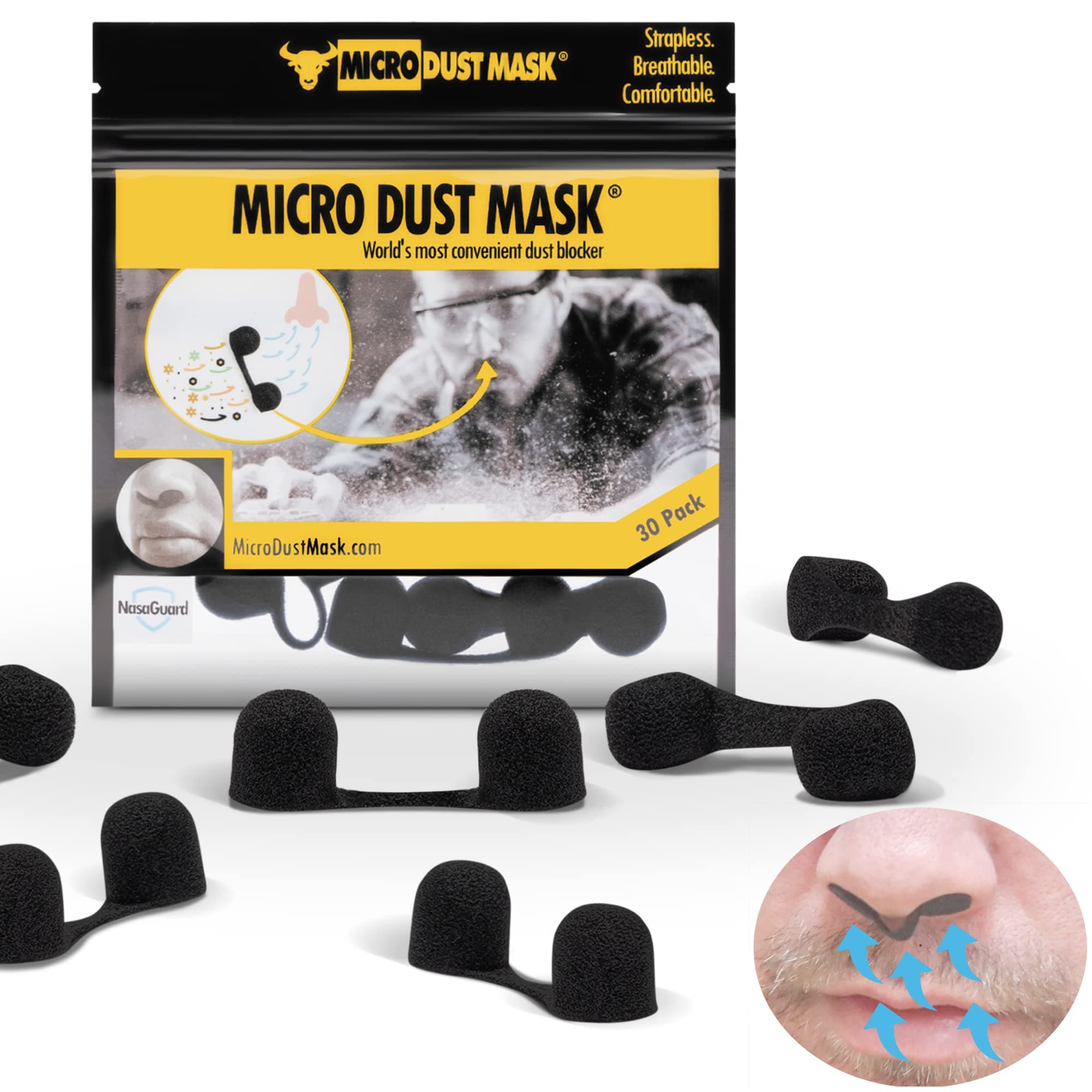 Anti-Dust Nose Protection, Personal Protective Facemask Added Protection, Dustproof Breathable Filters, Black