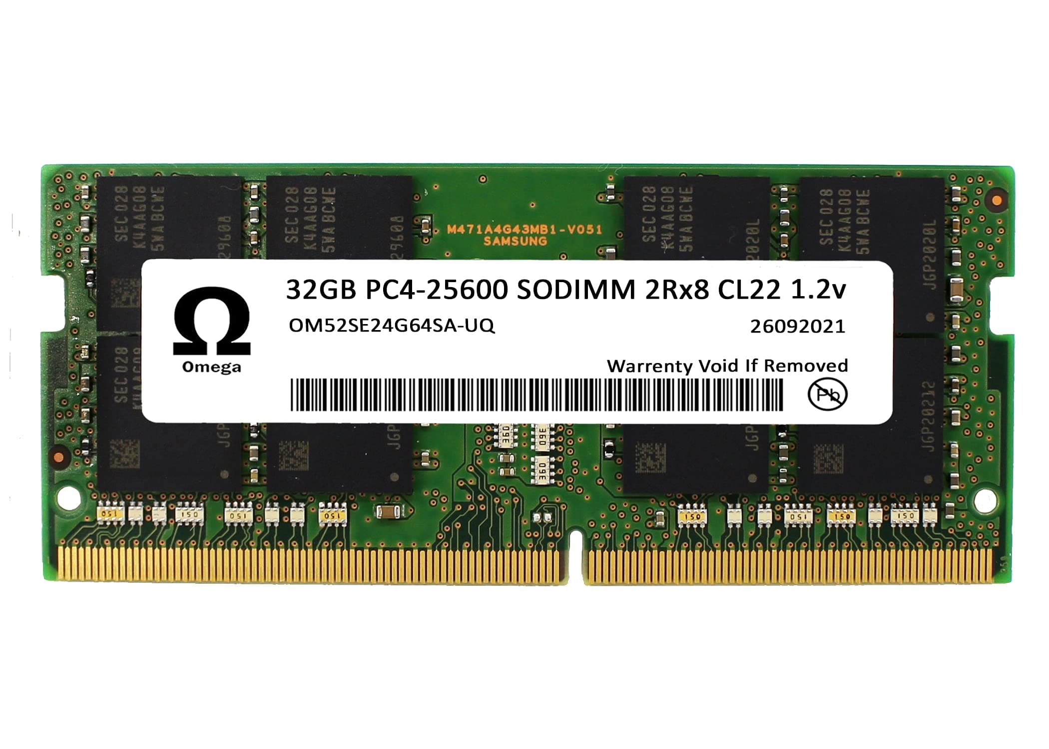 Omega 32GB (1x32GB) Compatible for ASUS, Acer, MSI, Razer, Intel NUC DDR4 2666MHz PC4-21300 SODIMM 2Rx8 CL19 1.2v Laptop Upgrade