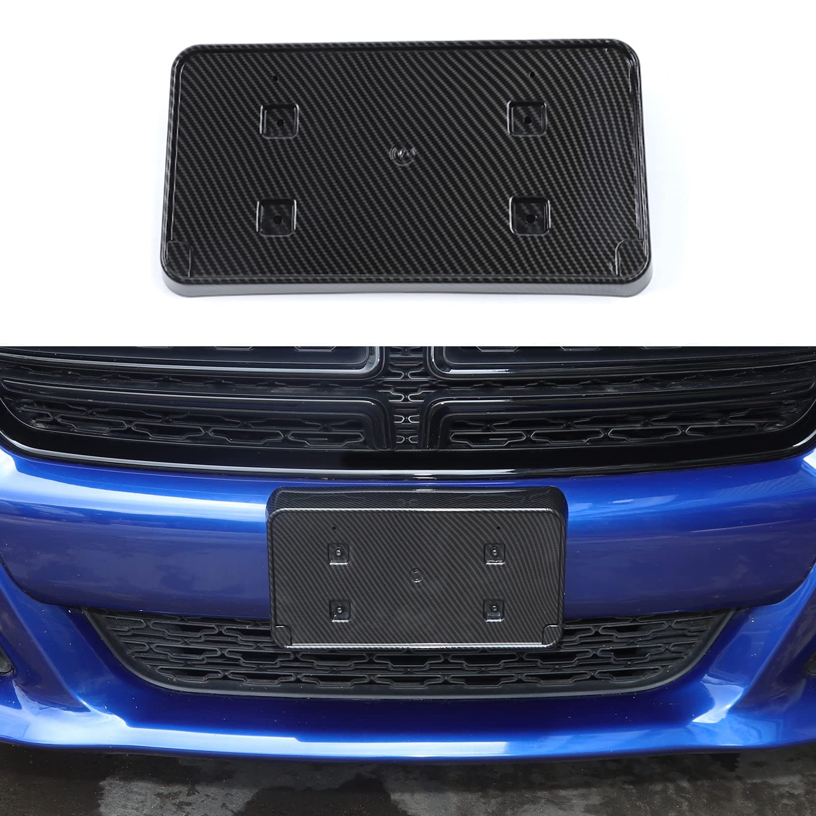 JWWY for Charger Front License Plate Frame Mounting Bracket Number Plate Holder Registration Plate Frame for 2015-2024+ Dodge Charger Exterior Accessories Carbon Fiber