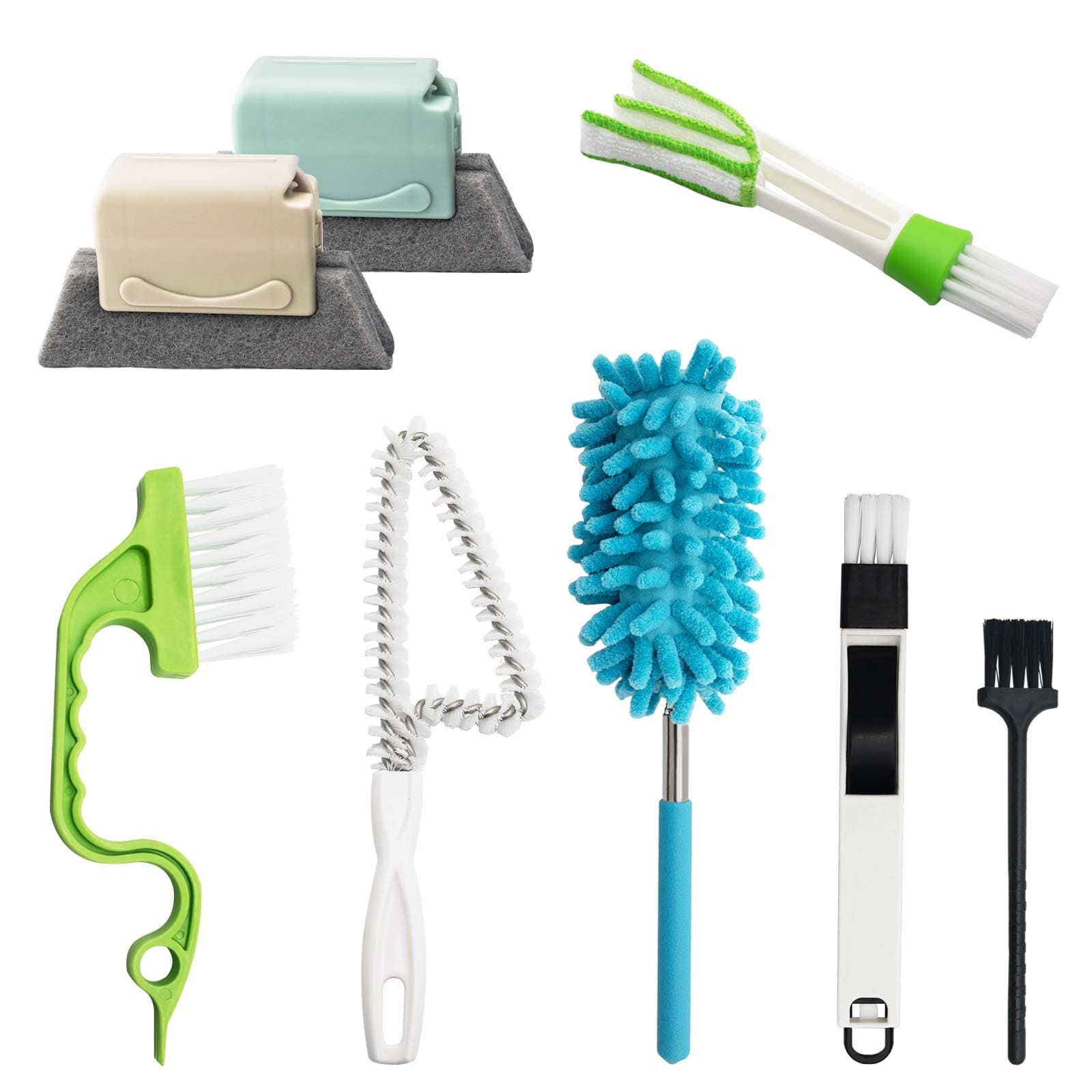8 Pcs Window Hand-held Cleaning Brush, Door Window Groove Gap Cleaning Tools Microfiber Duster & Washable Crevice Track Cleaning Brush, for Shutter/Keyboard/Air Conditioner/Car Vents/Dust Removal