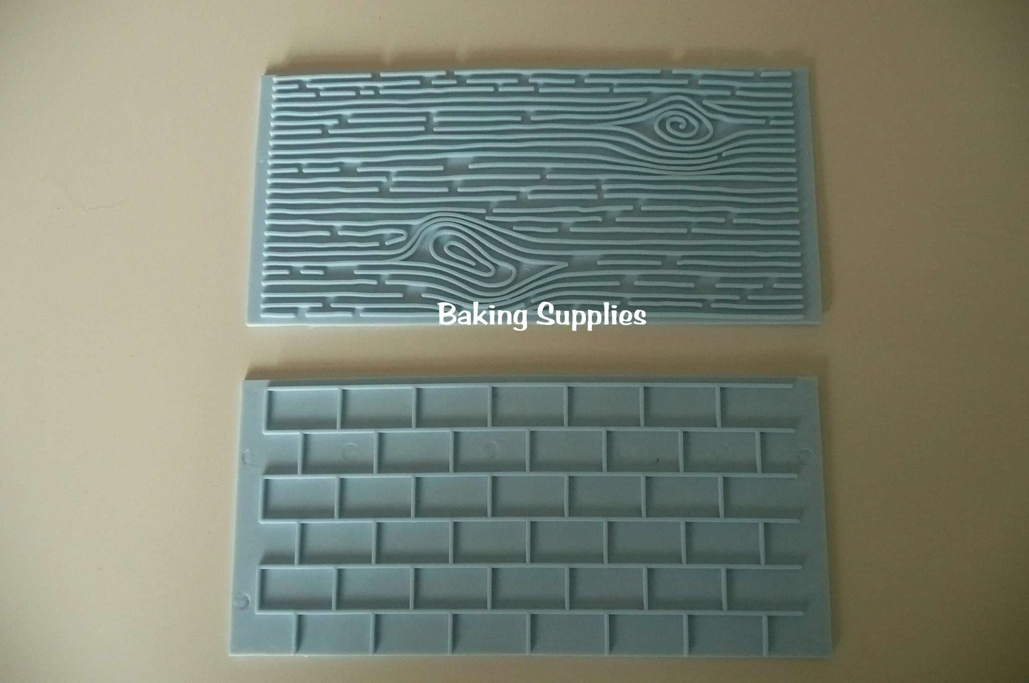 WOOD GRAIN & BRICK EFFECT IMPRESSION MAT EMBOSSER FONDANT ICING CAKE DECORATION