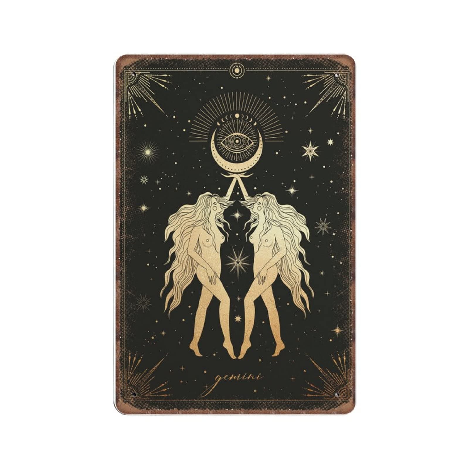 DAIERCYGemini Tin Signs, Gemini Gifts, Gifts for A Gemini, Gemini Star Sign, Funny Vintage Metal Sign Plaqu Poster Wall Art Pub Bar Kitchen Garden Bathroom Home Décor, 140 X 200 m(8x5.5inch)