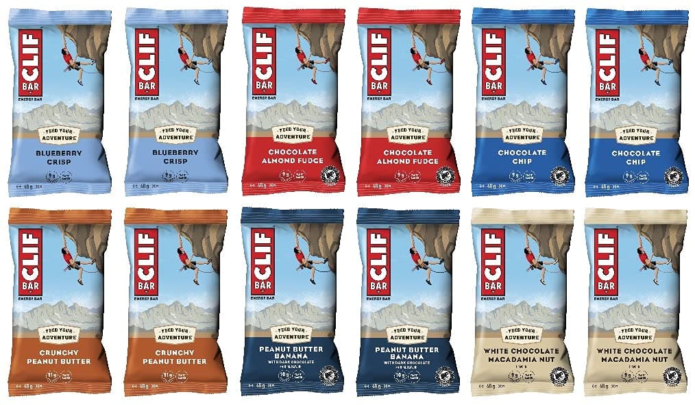 CLIF Bar ENERGY BAR Mixed Flavour Variety-Pack x 12 bars Nutritional Bar Source of Plant Based Protein 12 bars x 68g