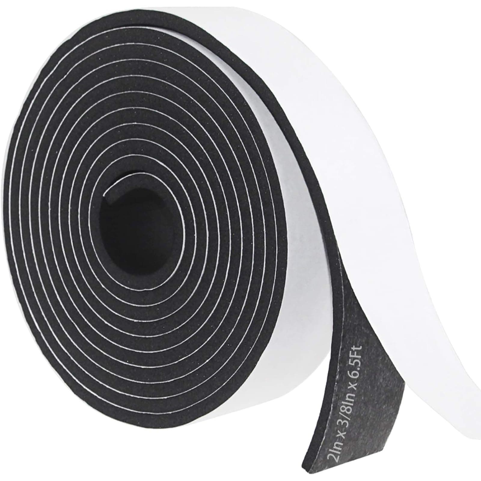 Storystore Foam Insulation Tape Self Adhesive, 2In x 3/8In x 6.5Ft Weather Stripping for Doors and Windows, Sound Proof Soundproofing Door Seal, Weatherstrip, Air Conditioning Seal Strip